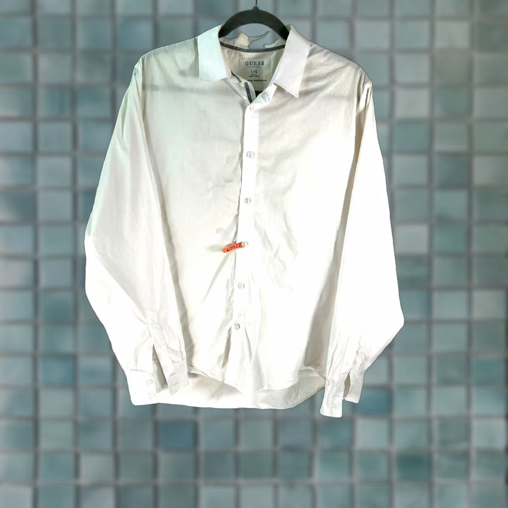 Guess Guess Mens Slim Fit White Button Front Shirt L Shirt Size US L / EU 52-54 / 3 - 1 Thumbnail