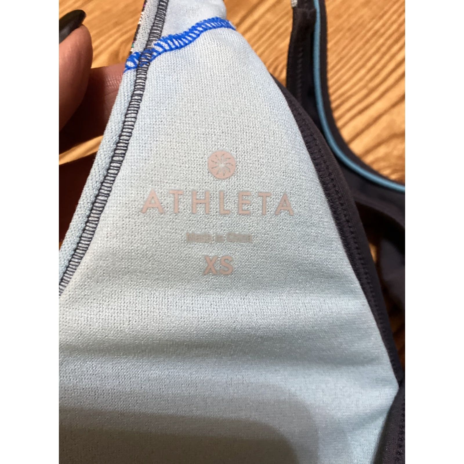 Athleta Athleta Sports Bra XS Racerback Teal Purple Gray Paisley Women XS Racerback Size ONE SIZE - 3 Thumbnail
