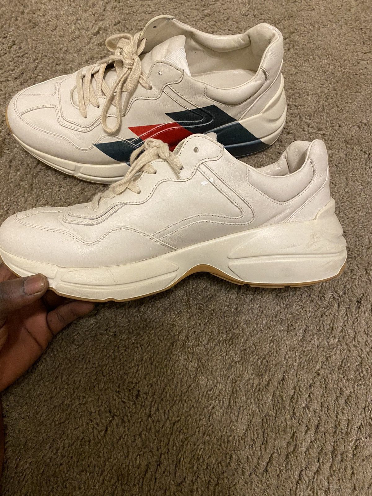 Gucci Gucci Men's White Leather Rhyton Sneaker Size US 10.5 / EU 43-44 - 8 Thumbnail