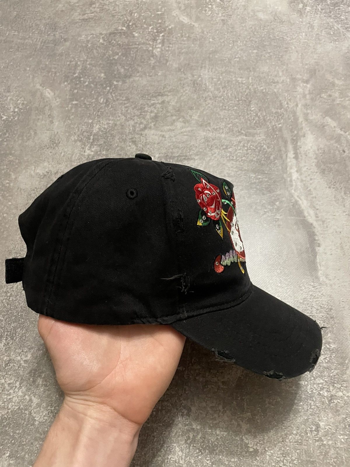 Ed Hardy × Japanese Brand Vintage Ed Hardy Style Skull Distressed Cap Y2K Size ONE SIZE - 10 Thumbnail