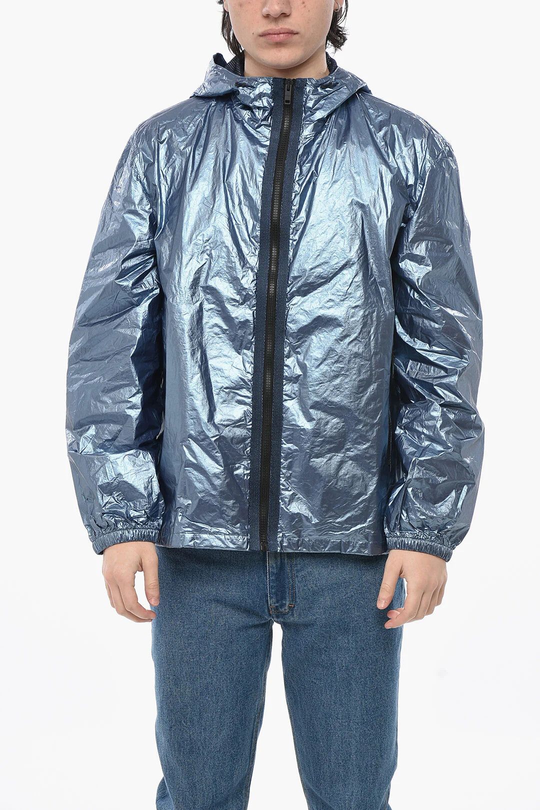 Givenchy og1mm0326 Nylon Lamé Windbreaker Jacket in Light Blue Size US M / EU 48-50 / 2 - 1 Thumbnail