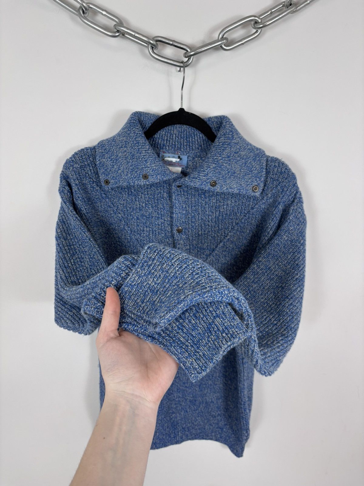 Vintage Vintage Tycesa Spanish Men’s Blue Collared Wool Knit Sweater Size US M / EU 48-50 / 2 - 11 Thumbnail