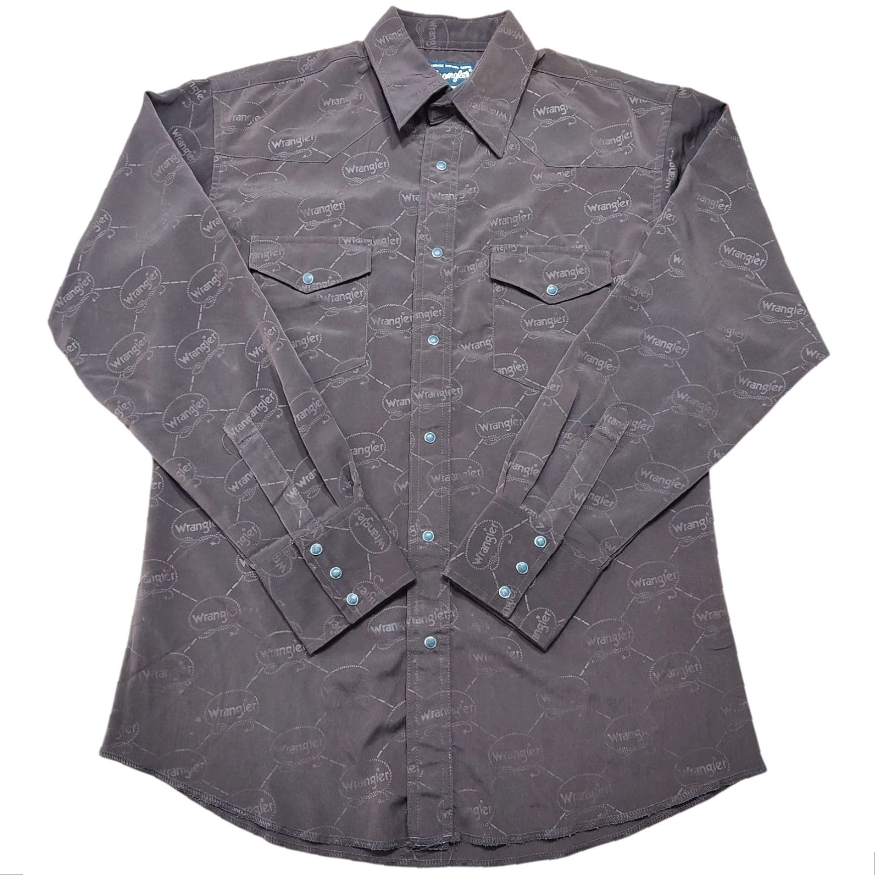 Wrangler VINTAGE Wrangler Shirt Mens M Western Pearl Snap All Over Print Logo Roper Brown Size US M / EU 48-50 / 2 - 2 Thumbnail
