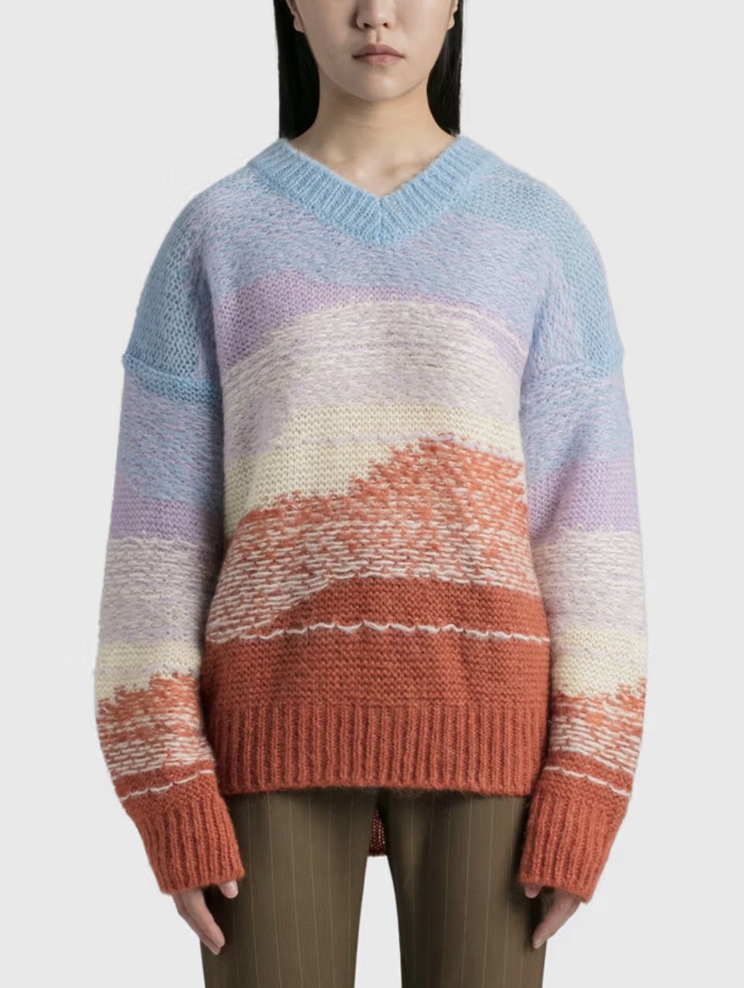 Acne Studios *GRAIL* Acne Studios gradient red/blue knit sweater waves Size US S / EU 44-46 / 1 - 6 Thumbnail