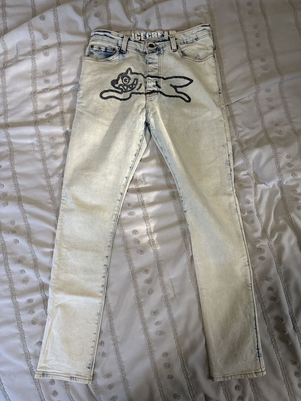 OG Icecream Running Dog Acid Washed Bleached Jeans