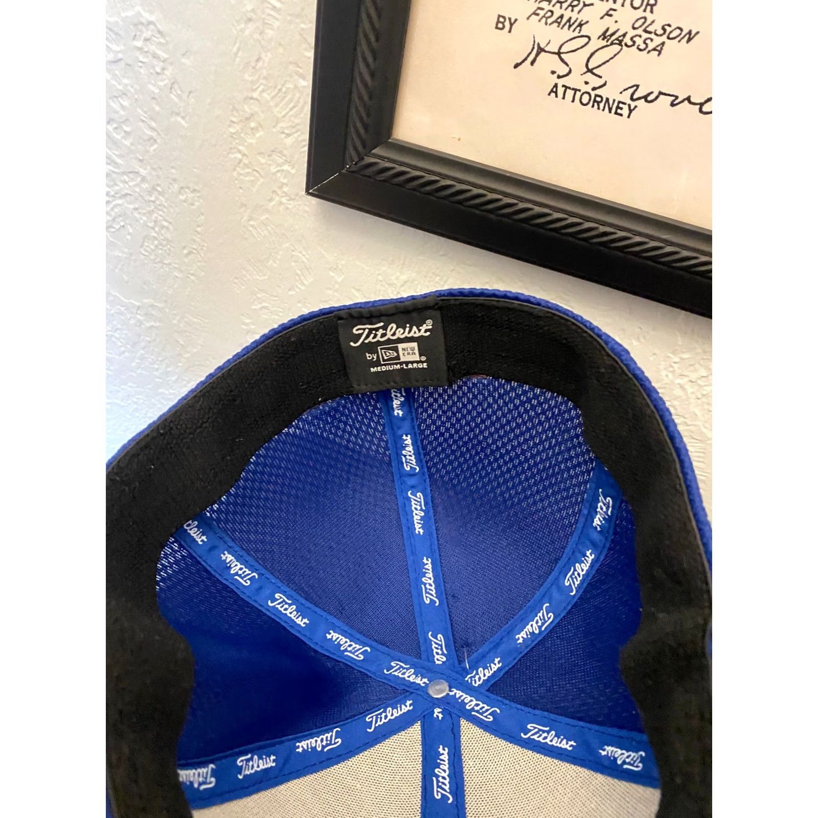 Titleist TITLEIST Golf Hat M/L Blue White New Era Fitted Cap Foot Joy Pro V1 Moisture Wicking breathable Mens Sport Casual Golf Cap Size ONE SIZE - 3 Thumbnail