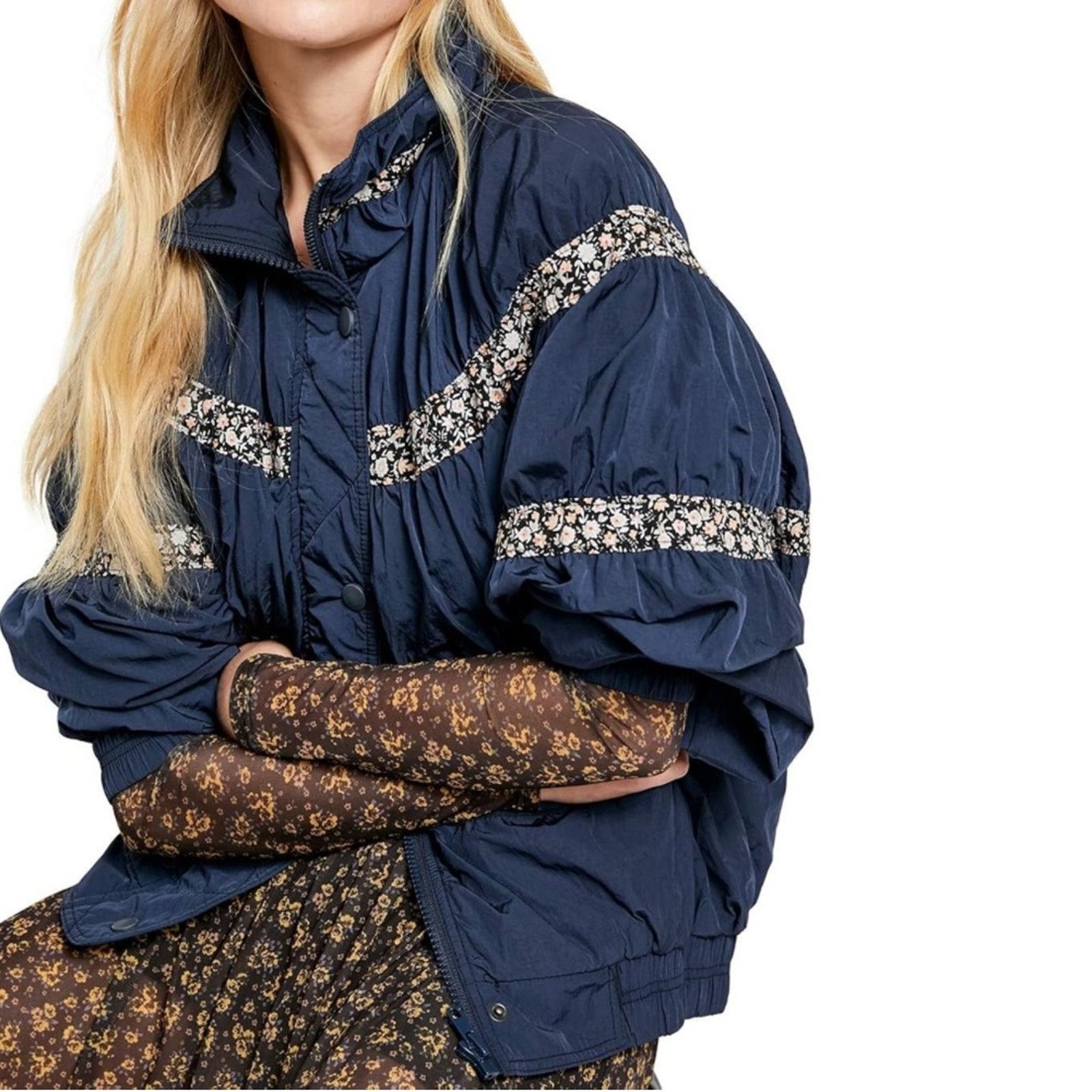 Free People FREE PEOPLE On My Mind Winter Oversize Bomber Jacket Navy M Size M / US 6-8 / IT 42-44 - 1 Thumbnail