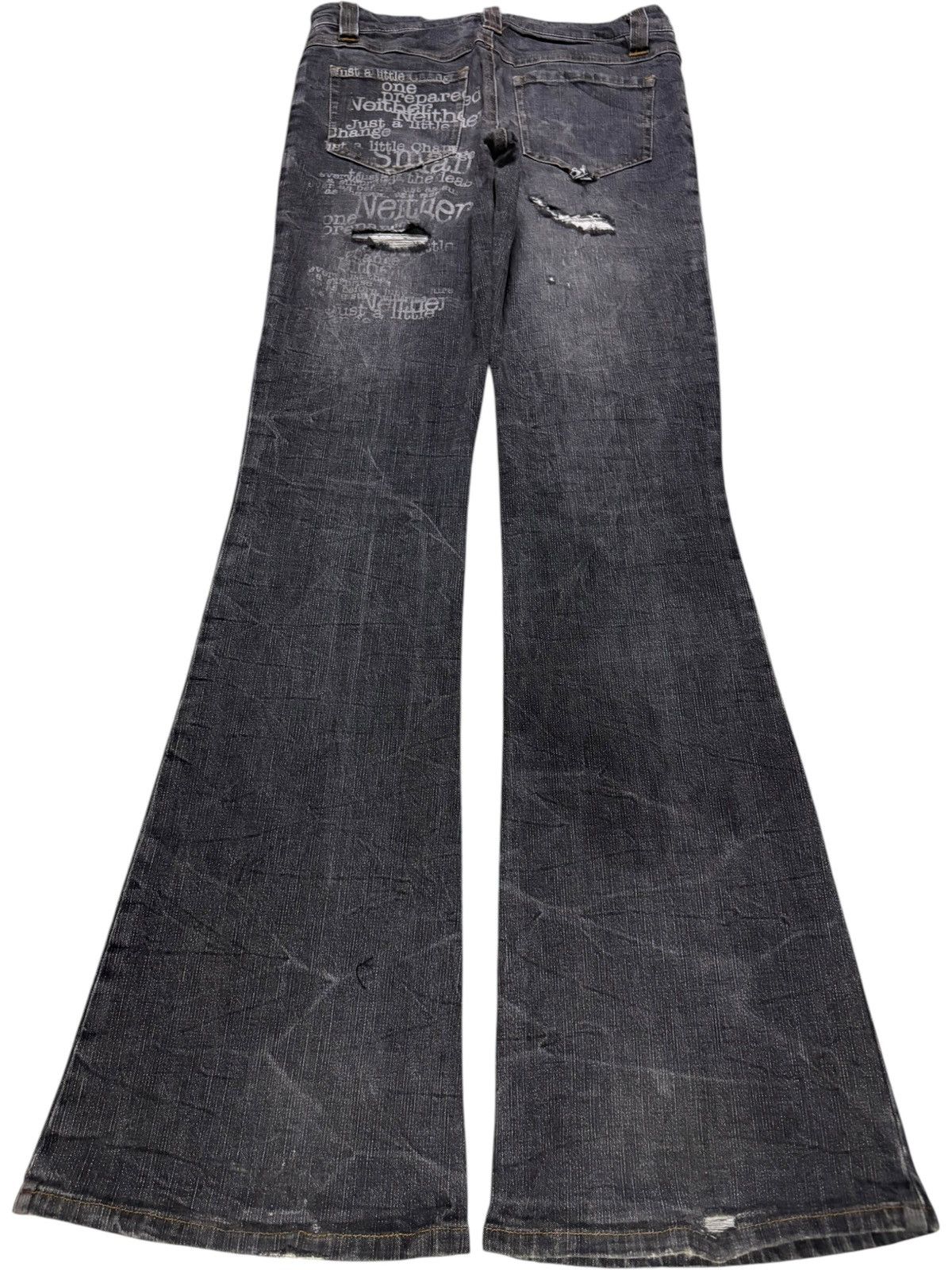 Japanese Brand Vintage Japanese Brand Printed Distressed Flare Jeans Size US 28 / EU 44 - 2 Thumbnail