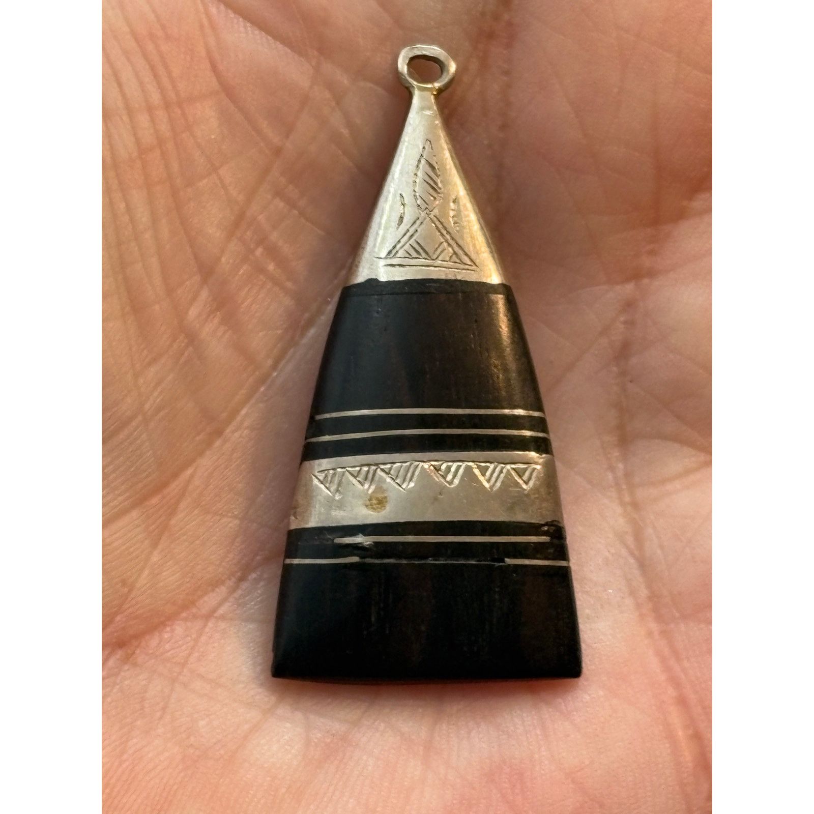 & Other Stories Vintage Sterling Silver Black Inlay Geometric Pendant 7g Size ONE SIZE - 1 Thumbnail