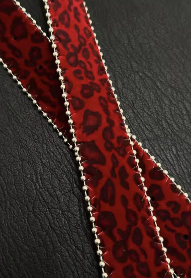 Leather Red Leopard Print Pu Leather Belt Size ONE SIZE - 5 Thumbnail