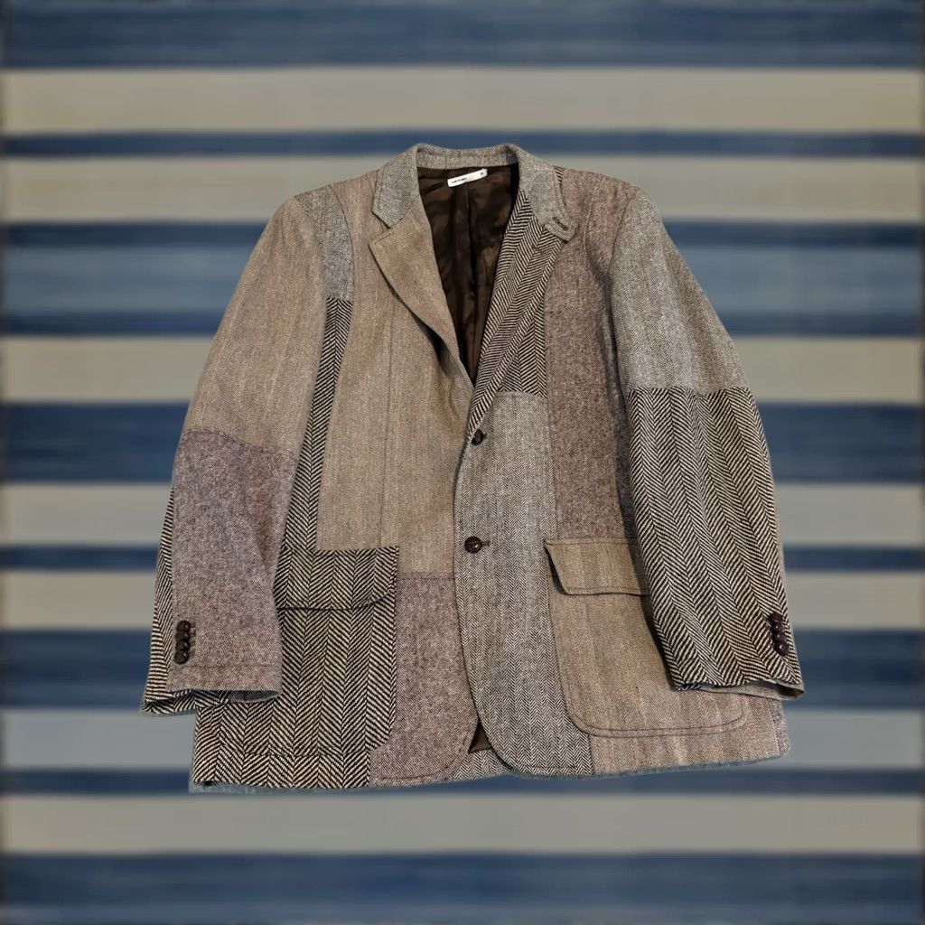 Vintage Marc Ecko Blazer Jacket Mens XL Brown Patchwork Plaid Two Button Coat Sport Coat Regular Length Size 46R - 1 Thumbnail