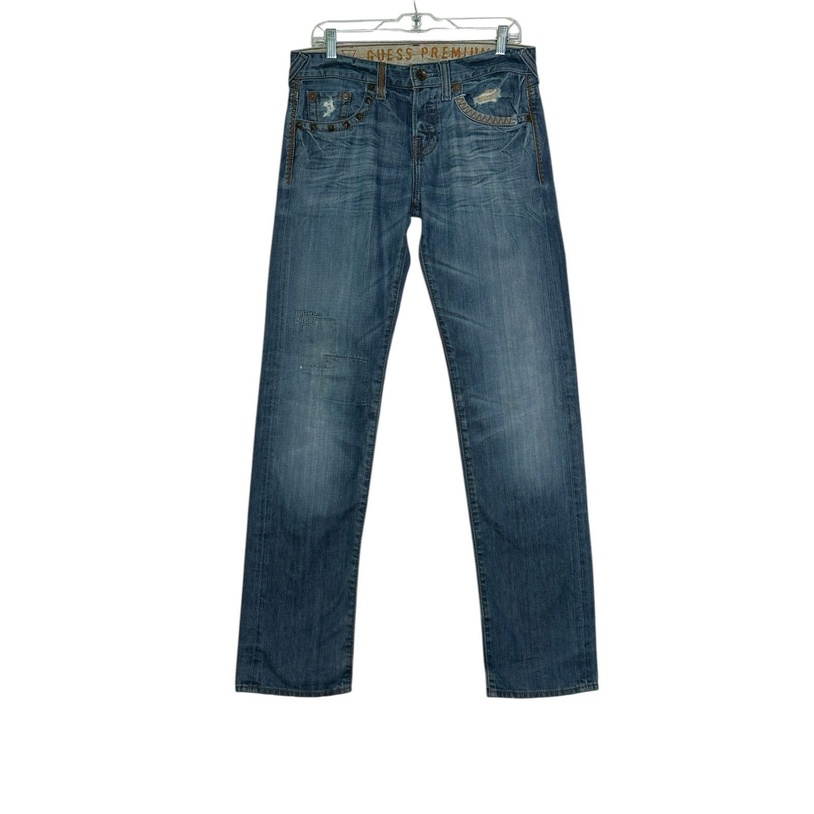 Guess GUESS Rebel Regular Studded Distressed Jeans size 30 Size US 30 / EU 46 - 14 Thumbnail
