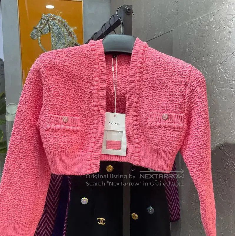 Chanel Chanel Pink Cotton Blend Cropped Sweater . Size XS / US 0-2 / IT 36-38 - 1 Thumbnail