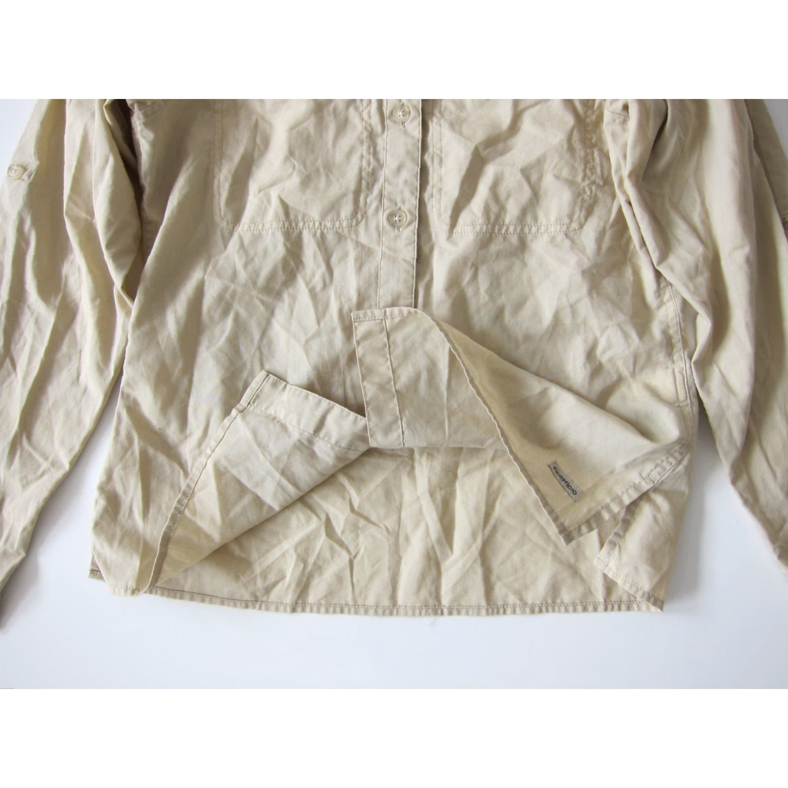 ExOfficio VINTAGE Exofficio Buzz Off Beige Brown Vented Zip Pocket Long Sleeve Button Shirt XS Size XS / US 0-2 / IT 36-38 - 7 Thumbnail