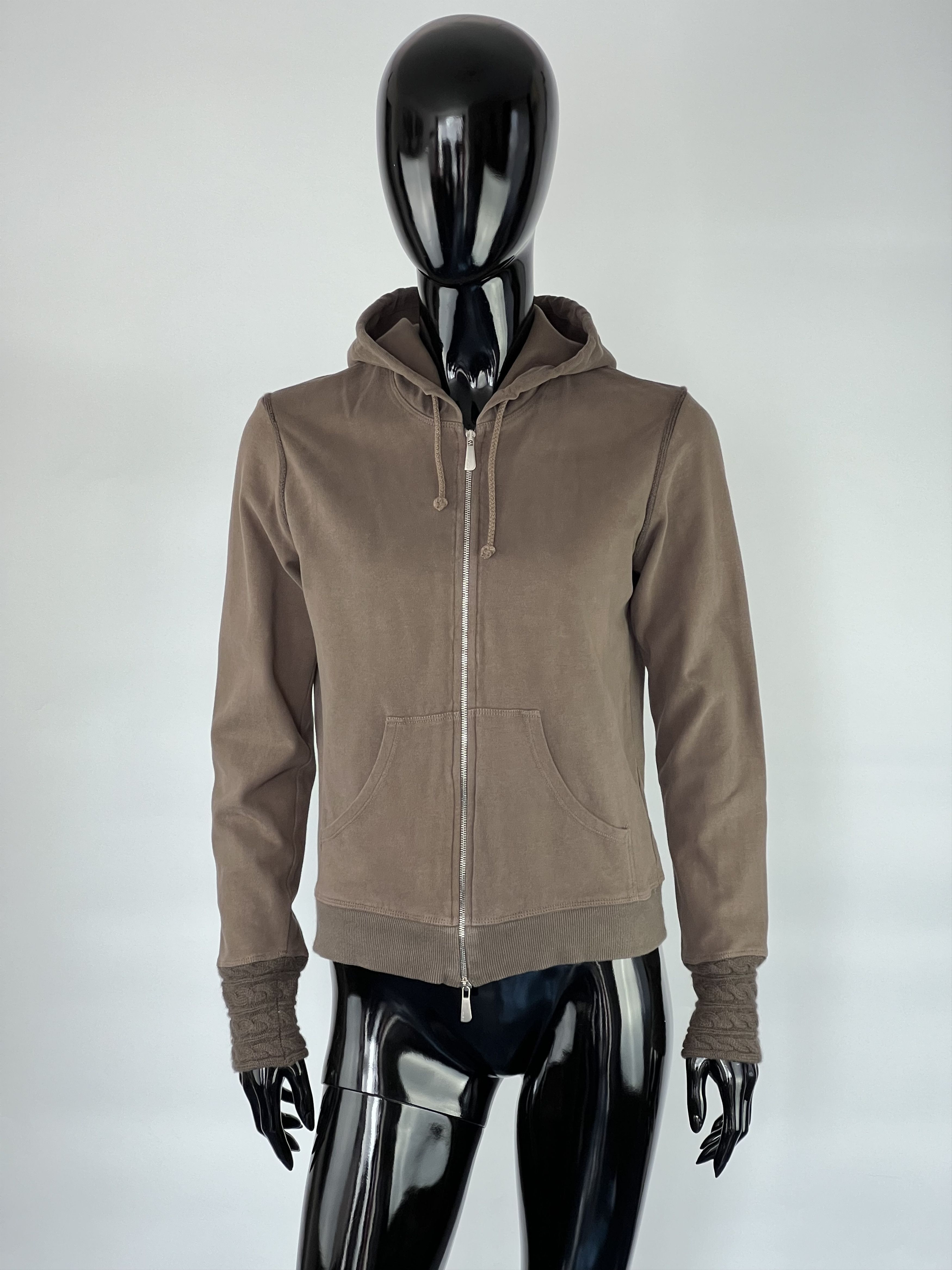 Malo Malo Women's Brown Cotton Cashmere Full Zip Hoodie Size IT42 Size M / US 6-8 / IT 42-44 - 1 Thumbnail