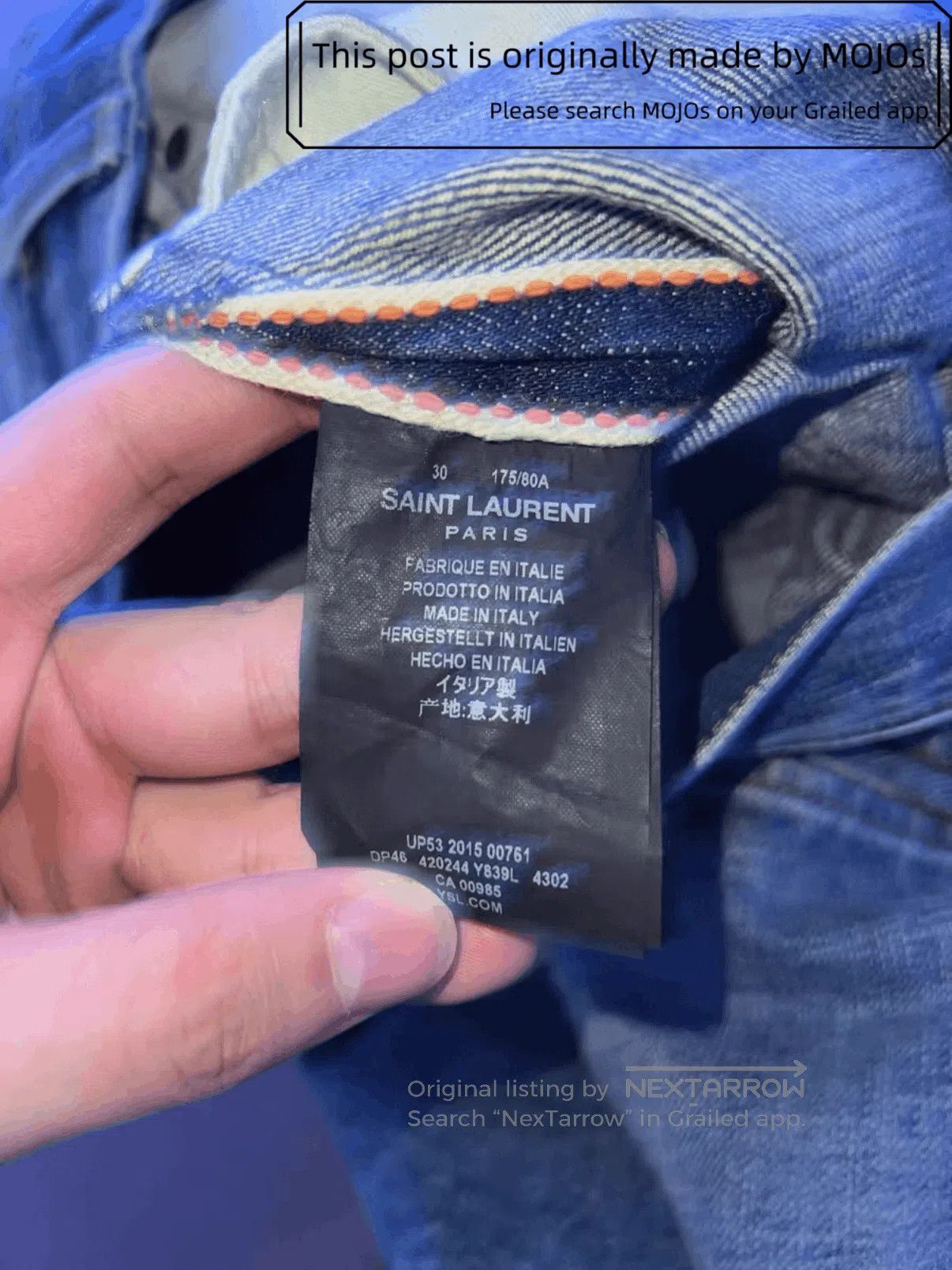Saint Laurent Paris Sz 30 Saint Laurent Paris 16SS Cut Dye Denim mojos151911. Size US 30 / EU 46 - 3 Thumbnail