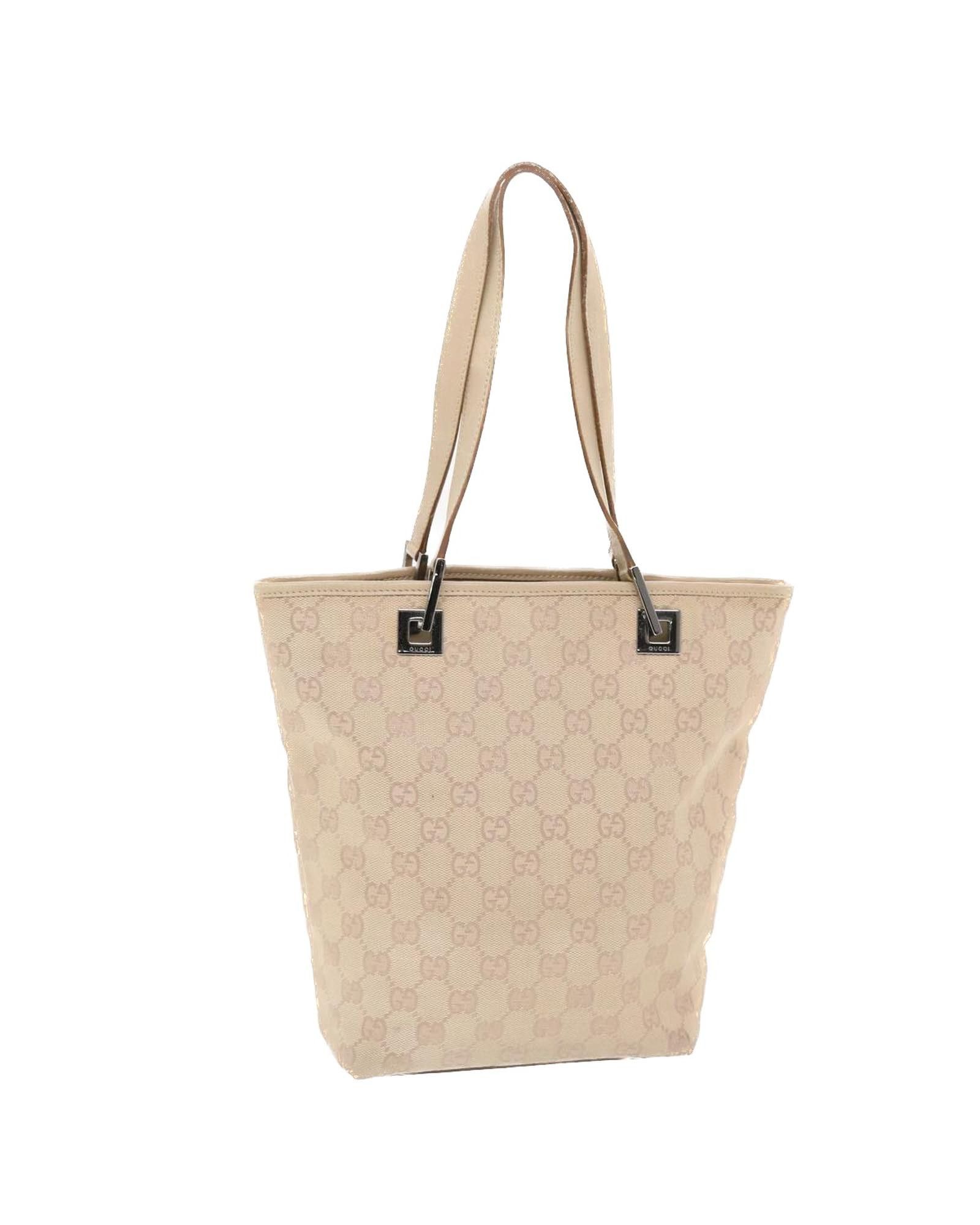 image of Gucci Beige GG Canvas Tote Bag, Women's