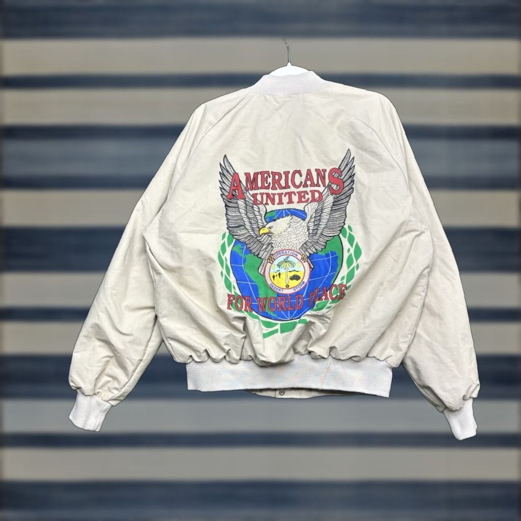 VINTAGE Taylor Jackets Military Jacket Mens L Beige American Operation Desert Storm Varsity/Baseball Coat Coat Jacket Mens Large USA