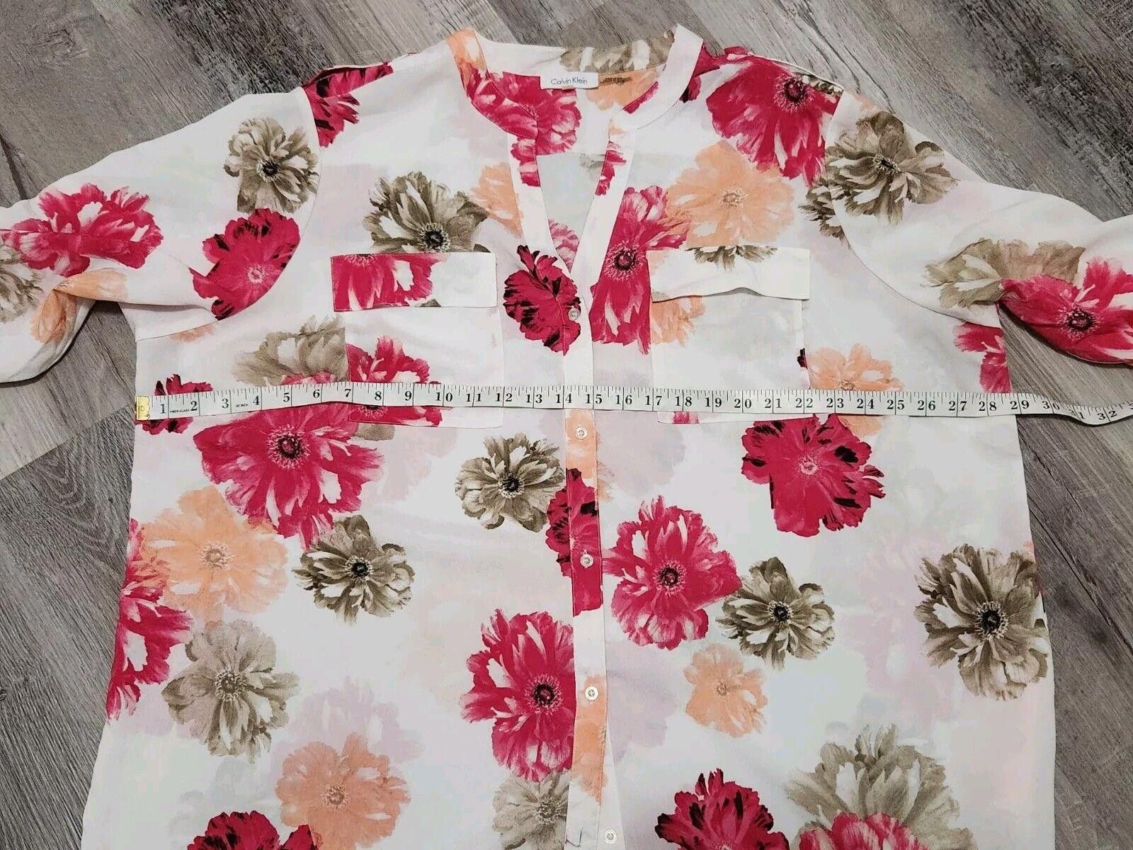 Calvin Klein Calvin Klein Top 3x Plus Size Button Down V Neck Floral Size 3XL / US 20-22 - 5 Thumbnail