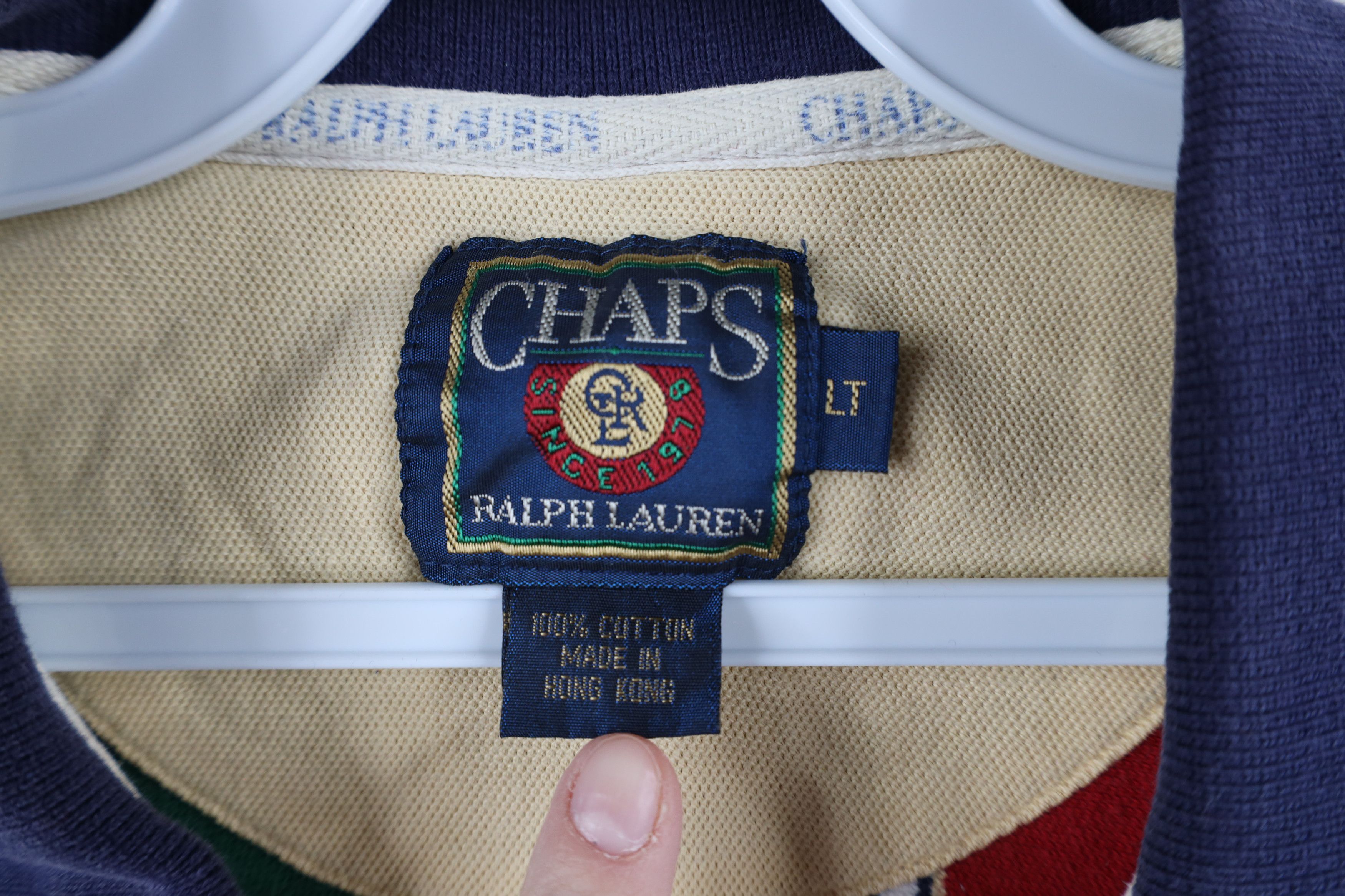 Ralph Lauren Vintage 90s Chaps Ralph Lauren Rainbow Striped Rugby Polo Size US L / EU 52-54 / 3 - 5 Thumbnail