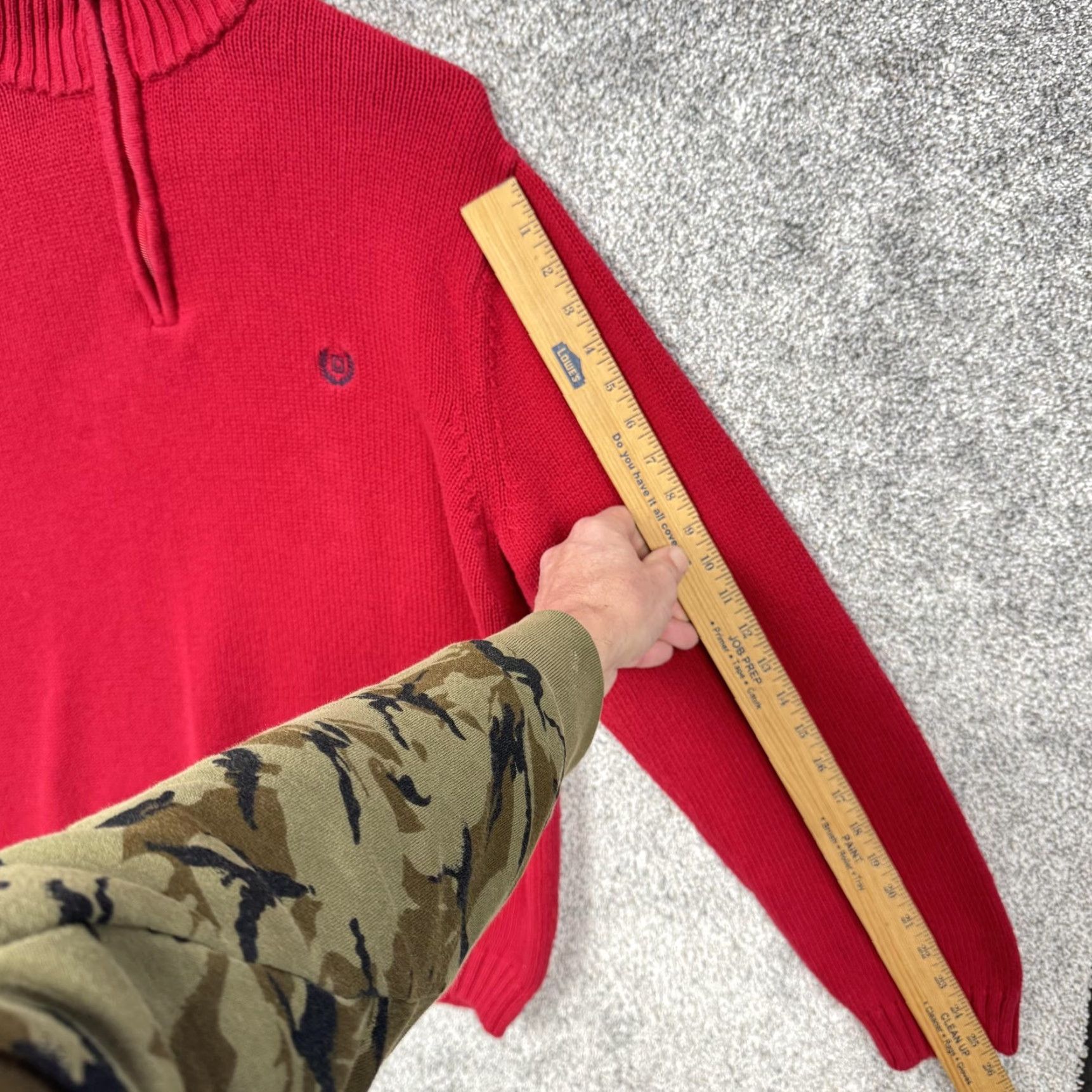 Chaps Chaps Sweater Mens L 1/4 Zip Mock Neck Red Solid Knit Classic Americana Preppy Country Club Ivy Mens Size US L / EU 52-54 / 3 - 3 Thumbnail