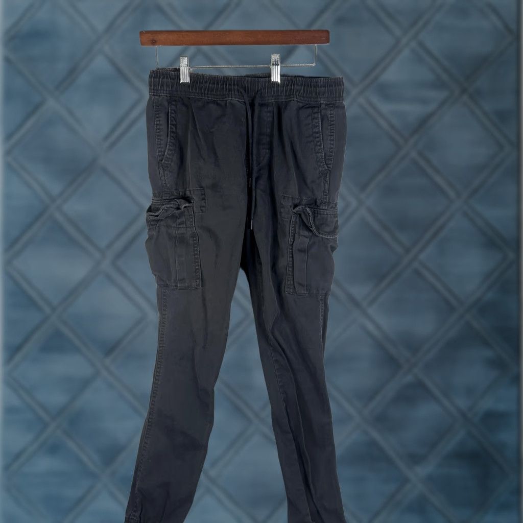 Aeropostale VINTAGE Aeropostale Cargo Jogger Pants Mens XS Black 100% Cotton Elastic Waist Pockets Size US 27 - 1 Thumbnail