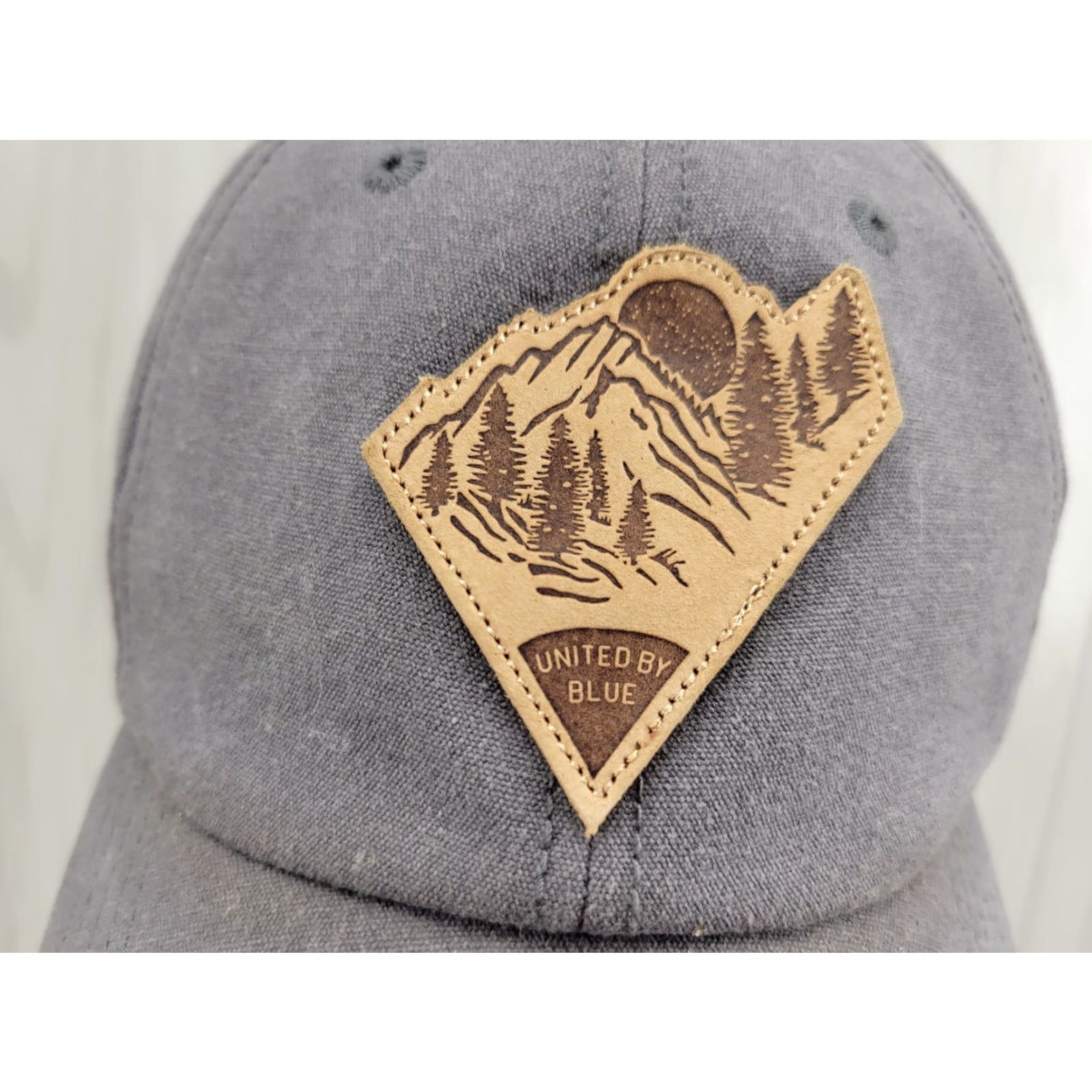 United By Blue United by Blue Trucker Hat 100% Organic Cotton Cap Leather Patch Mountains Adjustable Unisex Adults Blue Cotton Lightweight Breathable Casual Vintage? Size ONE SIZE - 3 Thumbnail