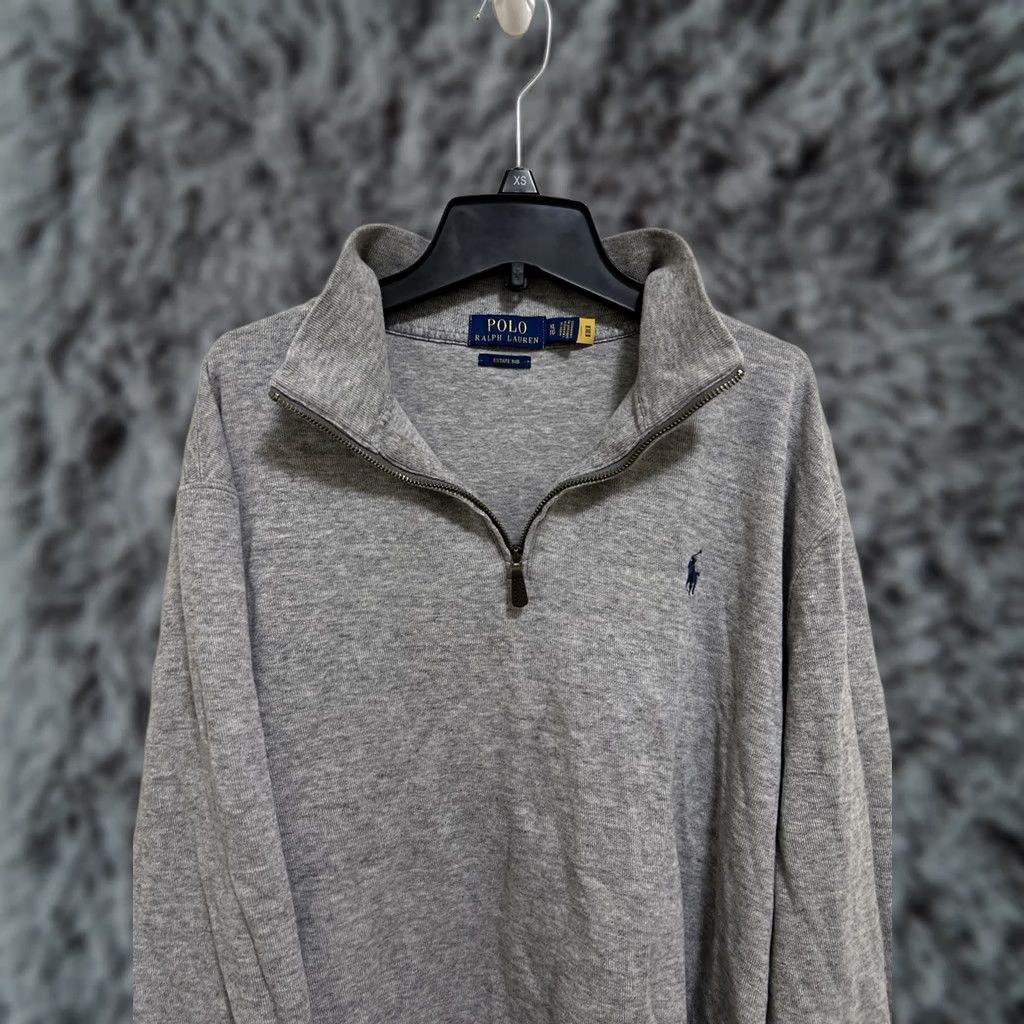 Ralph Lauren Polo Ralph Lauren Estate Rib Mens XL 1/4 Zip Pullover Gray Blue Pony Shirt Sweatshirt Pullover Regular Size Men Size US XL / EU 56 / 4 - 1 Thumbnail