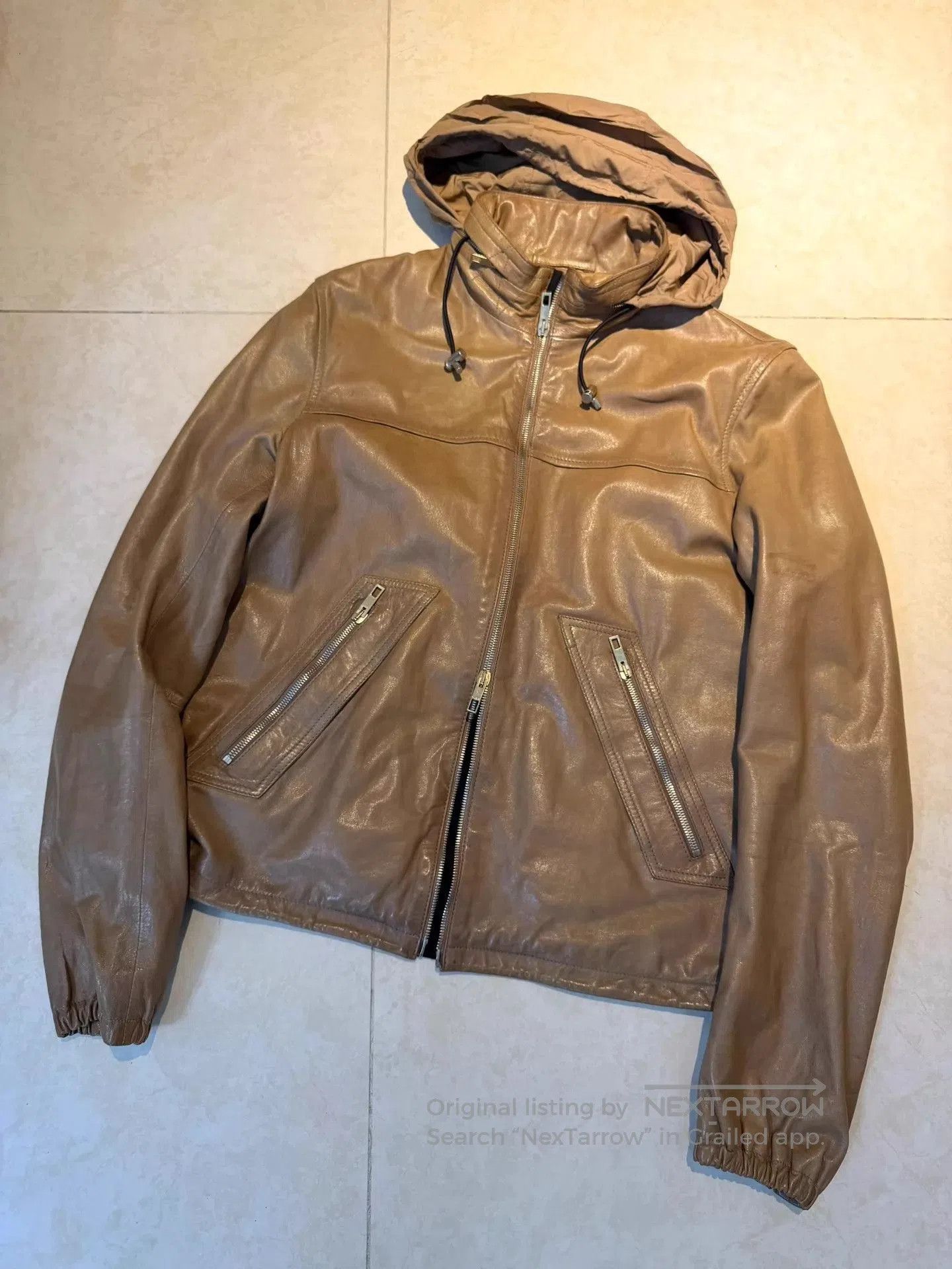 Valentino Beige Leather Jacket with Removable Hood. Size US M / EU 48-50 / 2 - 1 Thumbnail