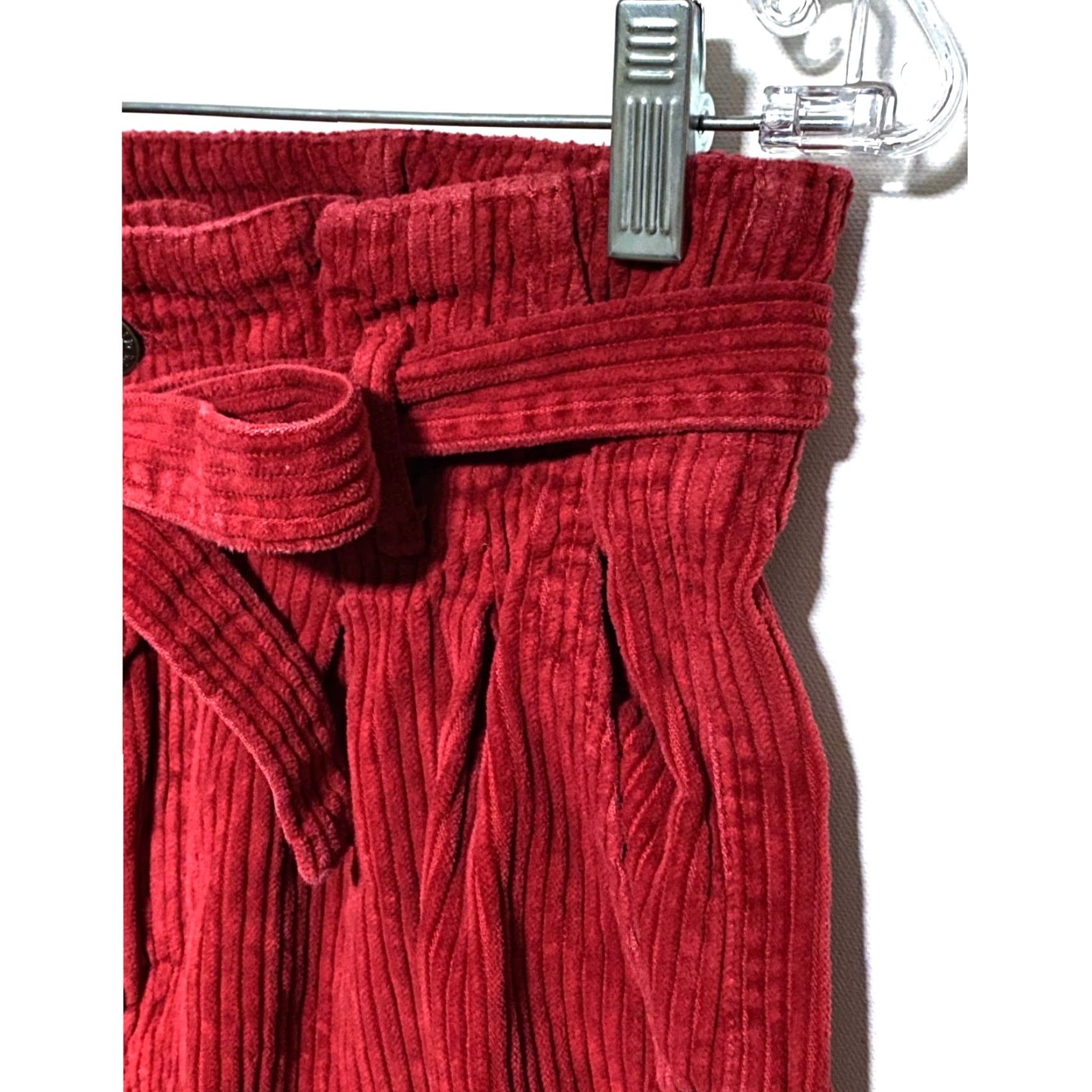 Abercrombie & Fitch Abercrombie Red Corduroy Paper Bag Pants Belt Women 27/4 Twee Preppy Hipster Y2K Jeans Size 27" / US 4 / IT 40 - 3 Thumbnail