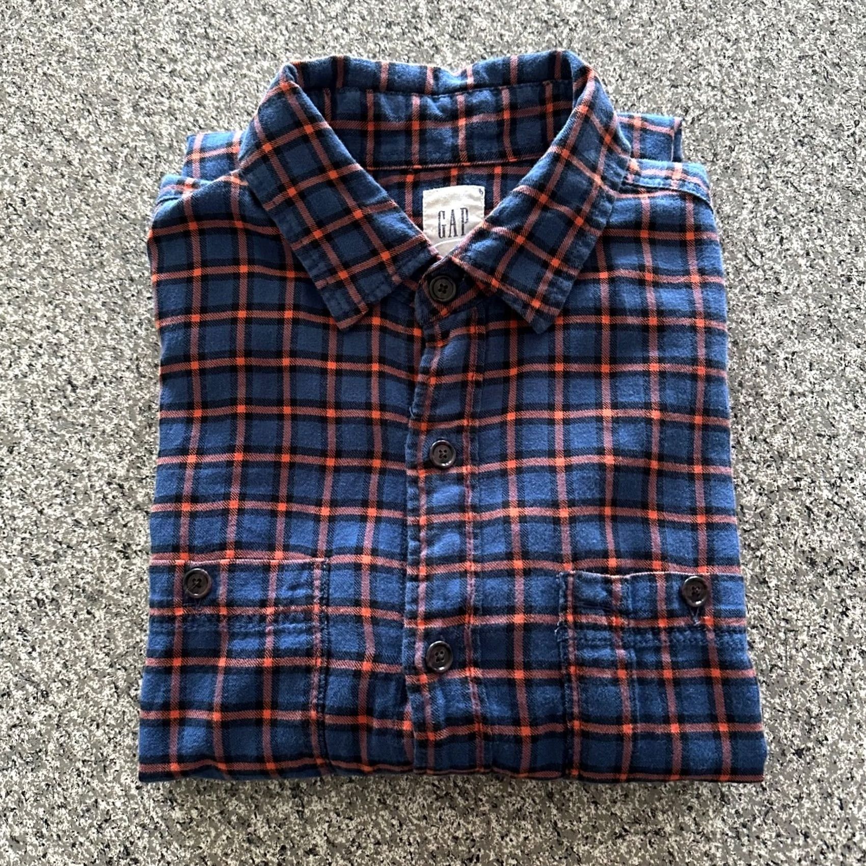 Gap Gap Shirt Mens S Flannel Button-Up Blue Plaid 98% Cotton 2% Spandex Stretch Size US S / EU 44-46 / 1 - 2 Thumbnail