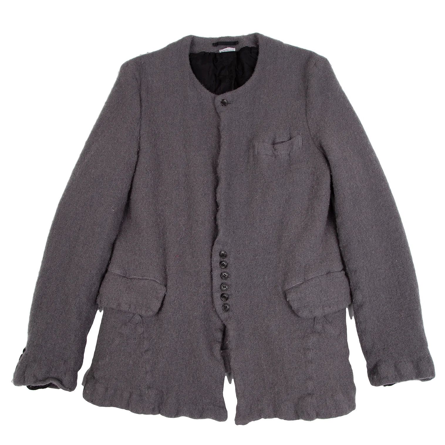 Comme des Garcons Homme Plus Wool Felted No-Collar Jacket in Gray Size M Size US M / EU 48-50 / 2 - 1 Thumbnail