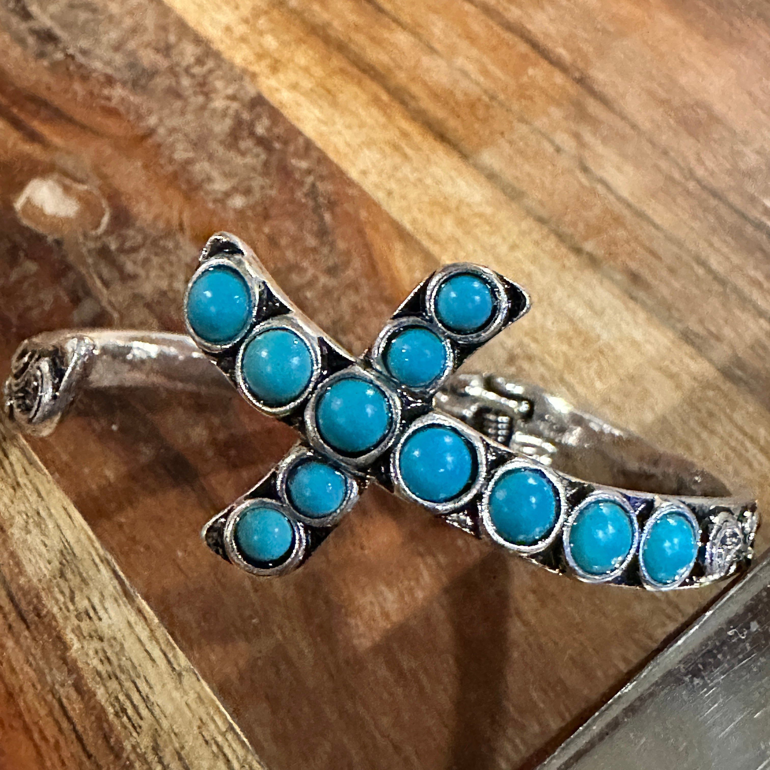 Other Boho Chic Religion Spiritual Elegance Turquoise Bead Cross B Size ONE SIZE - 2 Thumbnail
