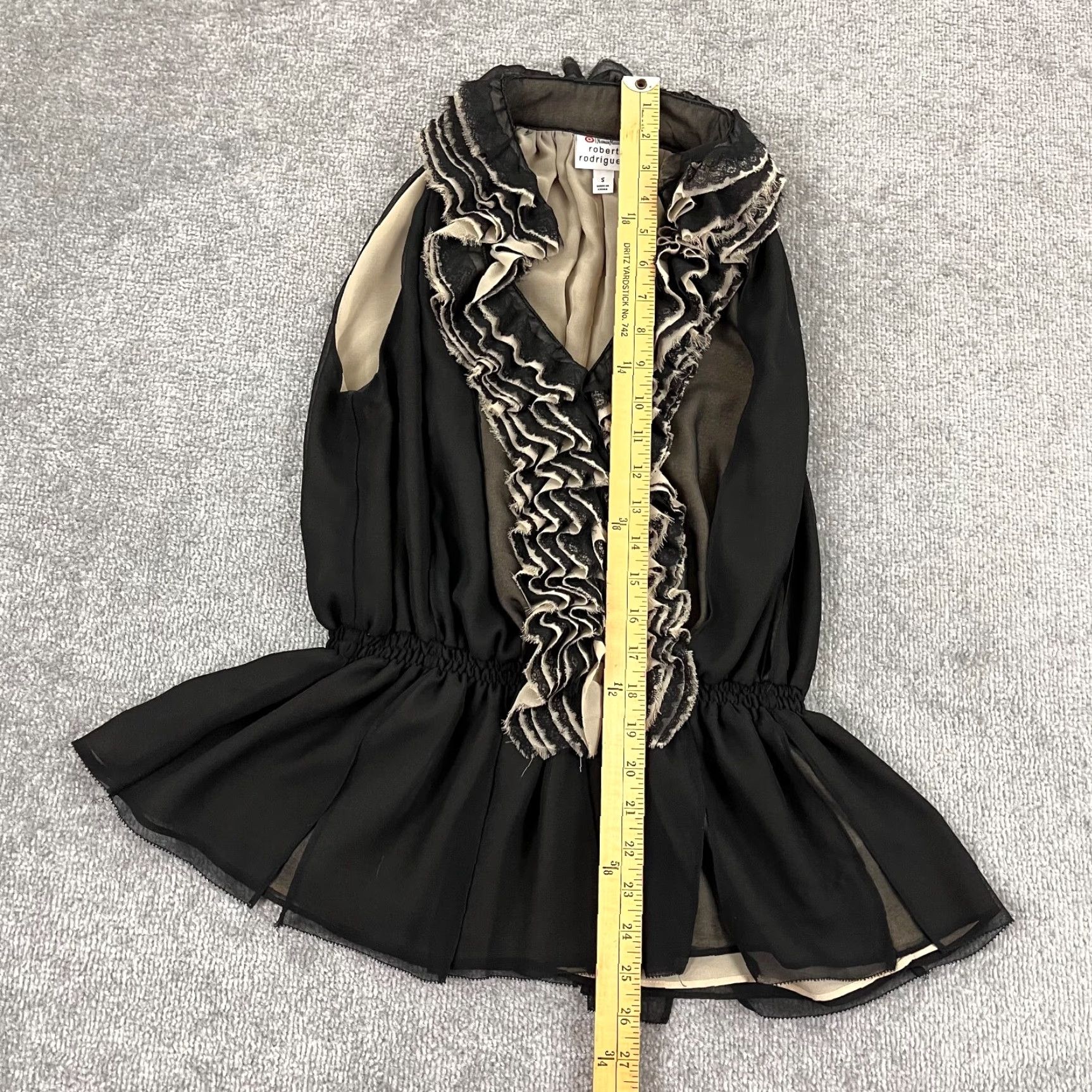 Neiman Marcus NEIMAN MARCUS Top Women Small Black Ruffled Georgette Sleeveless Prom Rodriguez Size S / US 4 / IT 40 - 4 Thumbnail