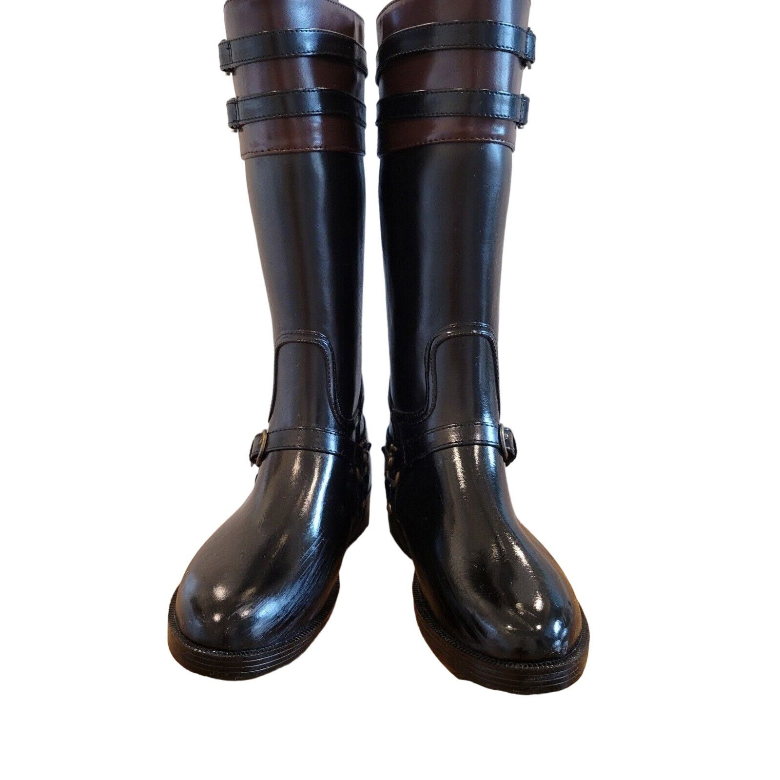 Vintage Chooka Signature Rain Riding Boots Tall Rubber Black Sz US 6 Size US 6 / IT 36 - 1 Thumbnail