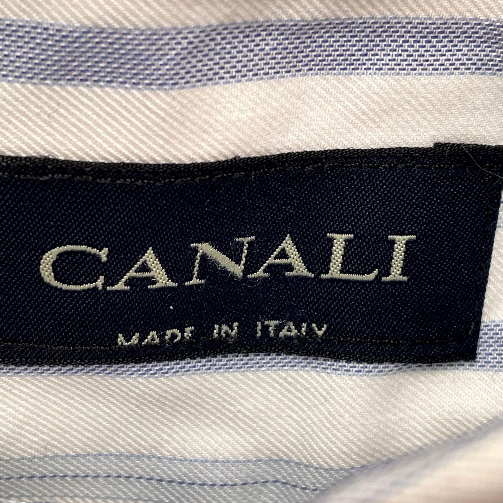 Canali Canali Shirt Mens Large 16 41 Blue Stripe Long Sleeve Button Up Italy Cotton Size US L / EU 52-54 / 3 - 2 Thumbnail