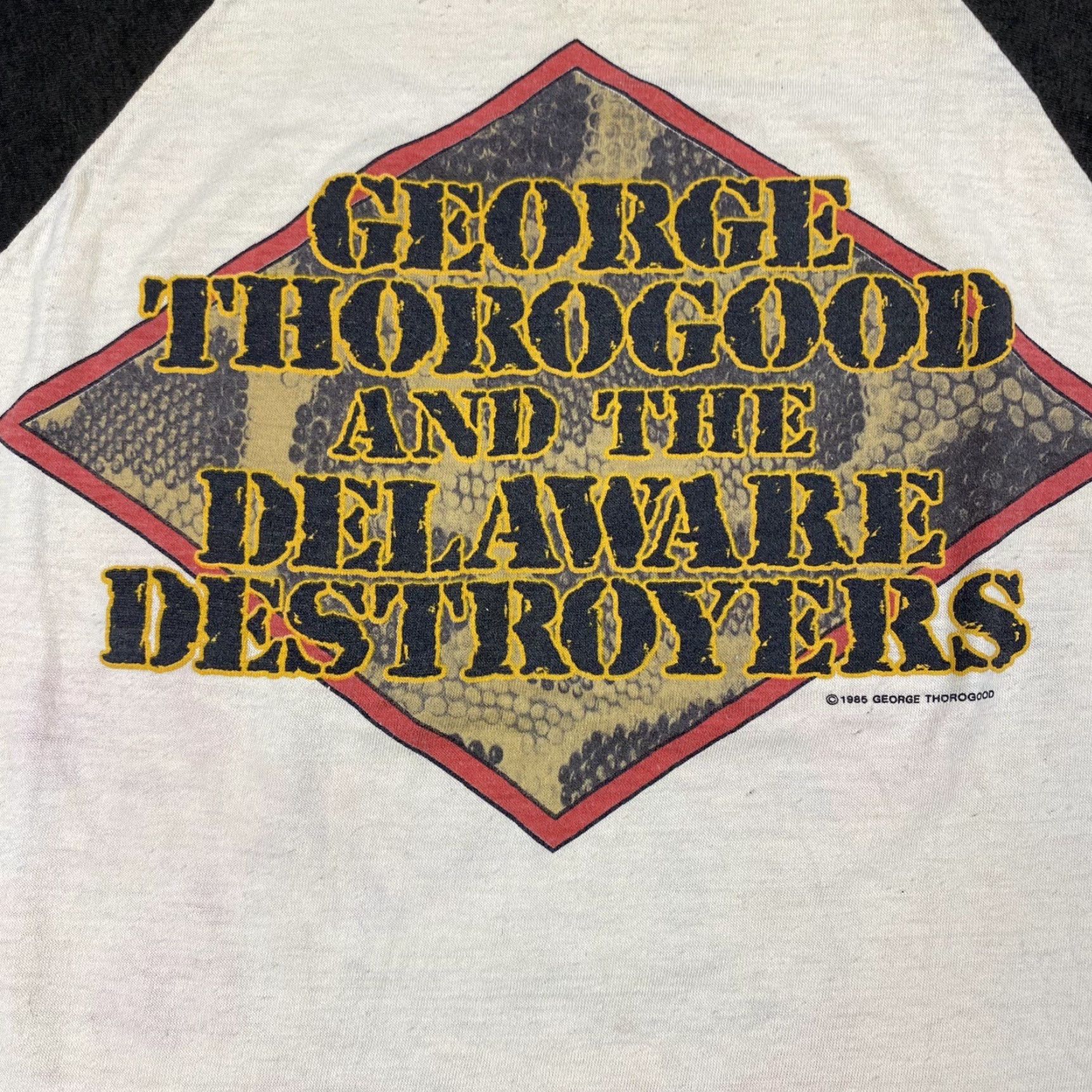 George VINTAGE 1985 GEORGE THOROGOOD RAGLAN TEE MENS WHITE 3/4 SLEEVE MUSIC 80s Size US M / EU 48-50 / 2 - 2 Thumbnail