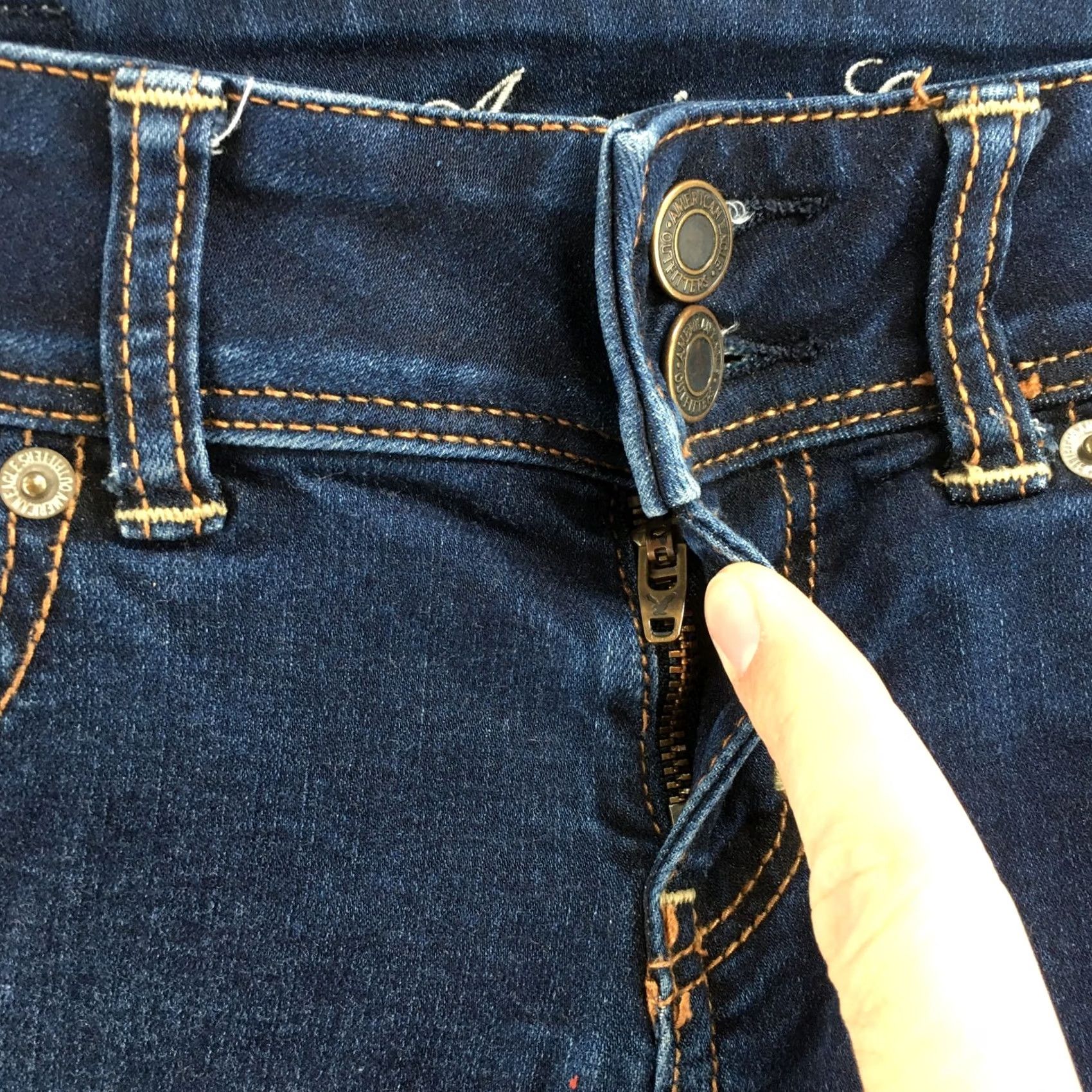 American Eagle Outfitters American Eagle Outfitters Jeans Womens 0R Skinny Blue Denim Cotton Blend Zip 27x28 Regular Mens Womens Boys Girls Size 25" / US 0 / IT 36 - 3 Thumbnail