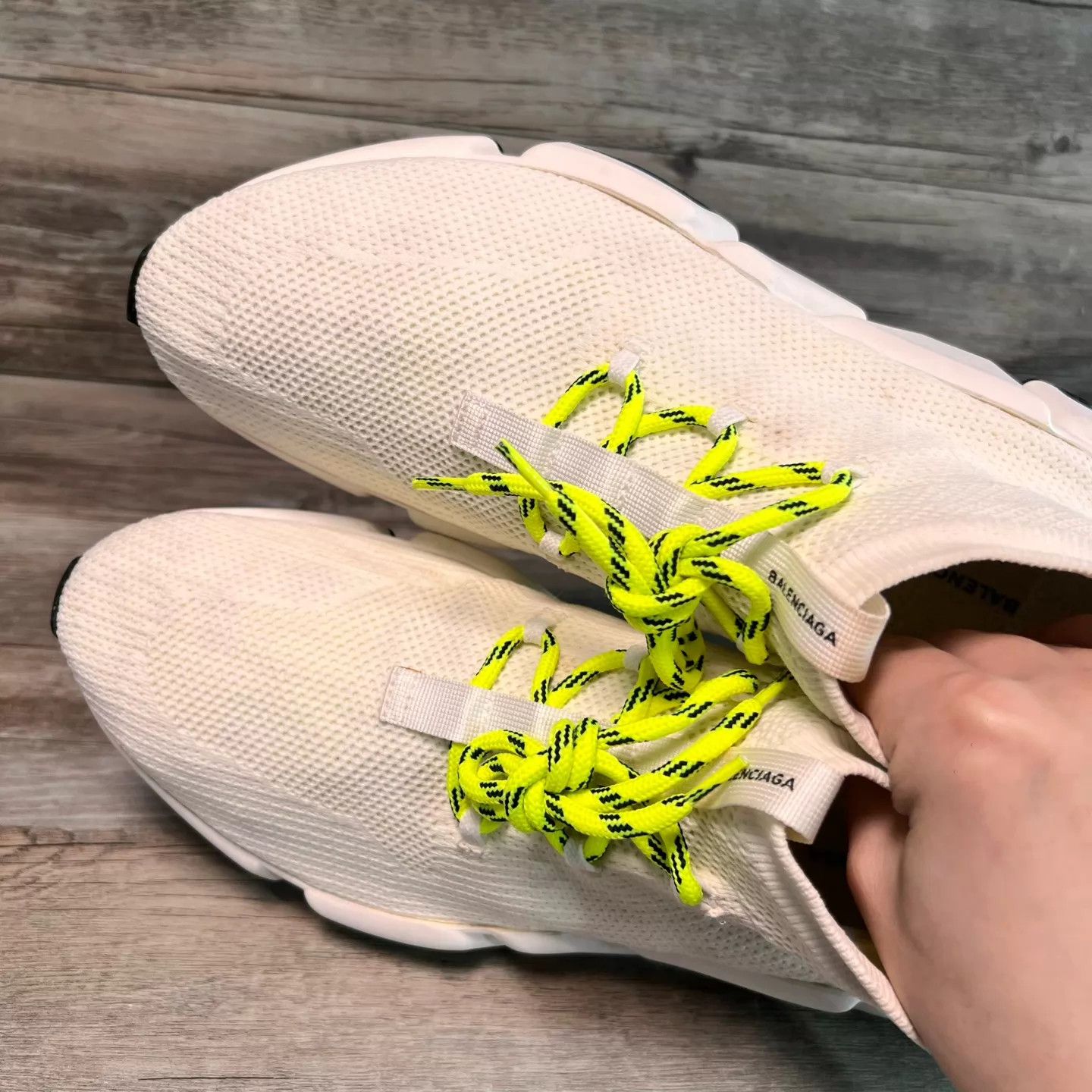 Balenciaga Balenciaga Speed Lace up Knit Sock White Green 45 Size US 12 / EU 45 - 5 Thumbnail