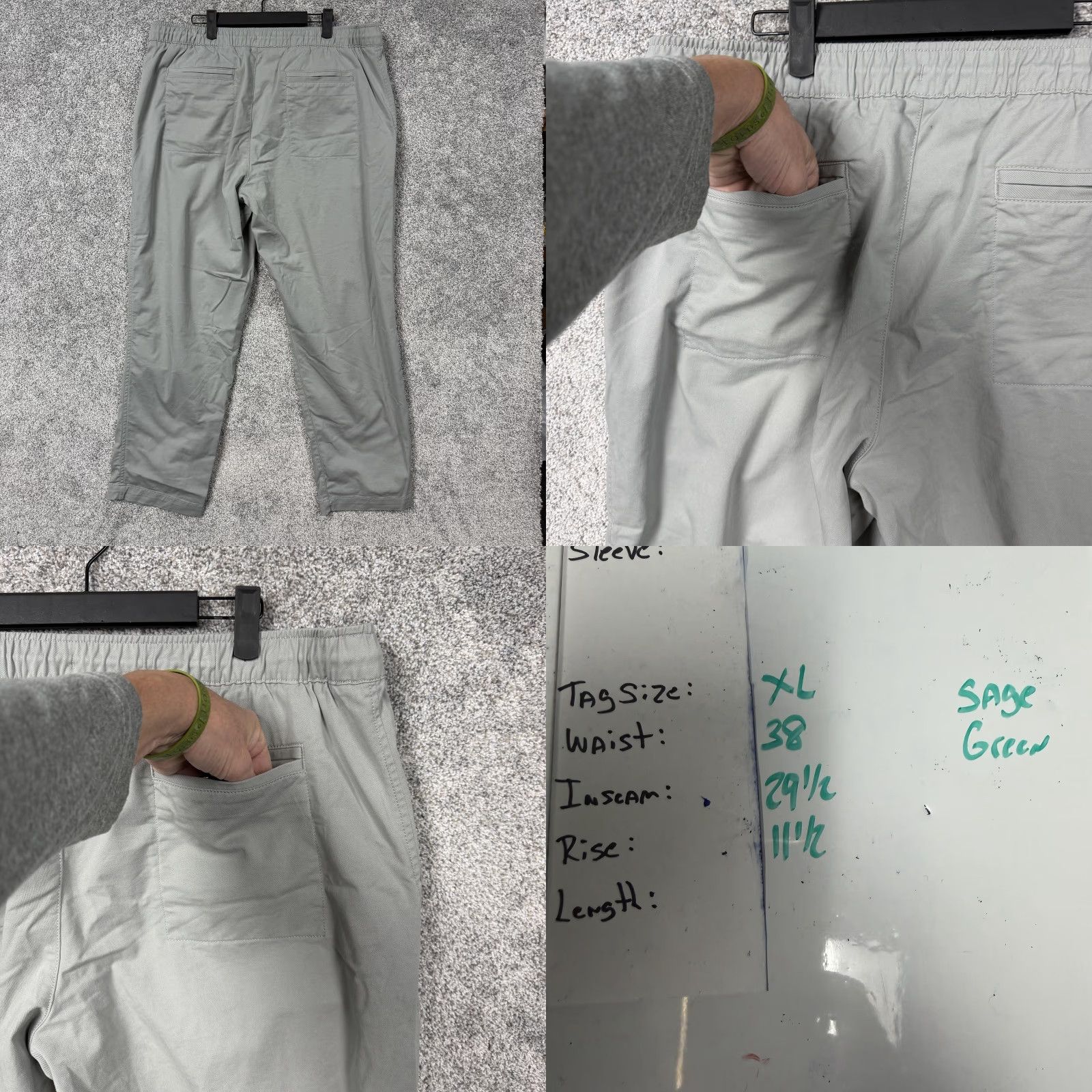 Vintage L.L.Bean Pants Mens XL 38x30 Sage Green Jogger Pull On Travel Standard Fit Size US 36 / EU 52 - 9 Thumbnail