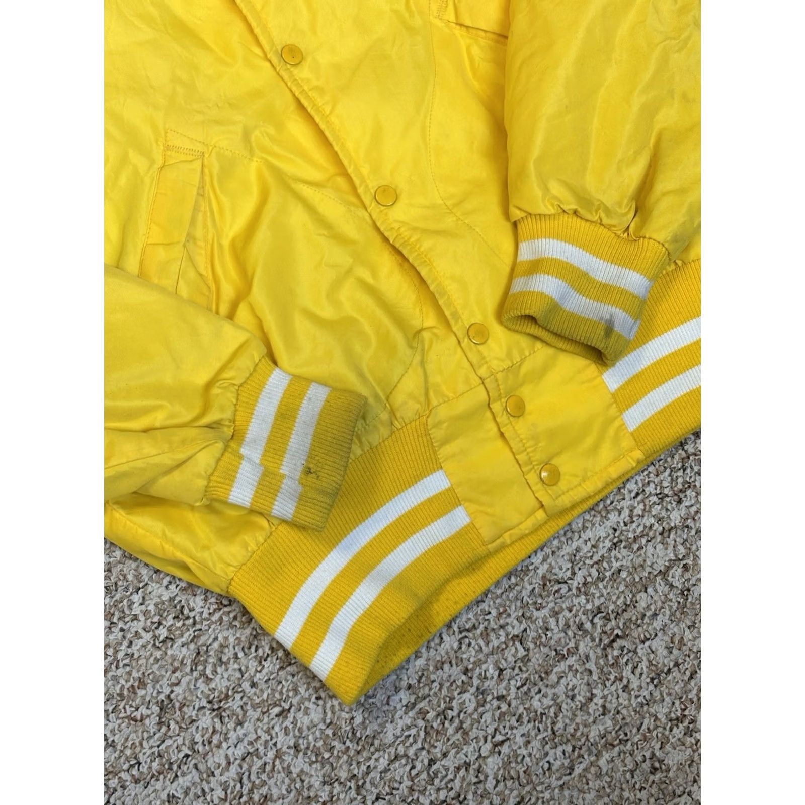 Dunbrooke VTG Dunbrooke Satin Bomber Jacket Yellow Nylon Pla-Jac Greek Life Size M Regular Mens 40-M-42 USA Fraternity Sorority Vintage Bomber Jacket Size US M / EU 48-50 / 2 - 3 Thumbnail