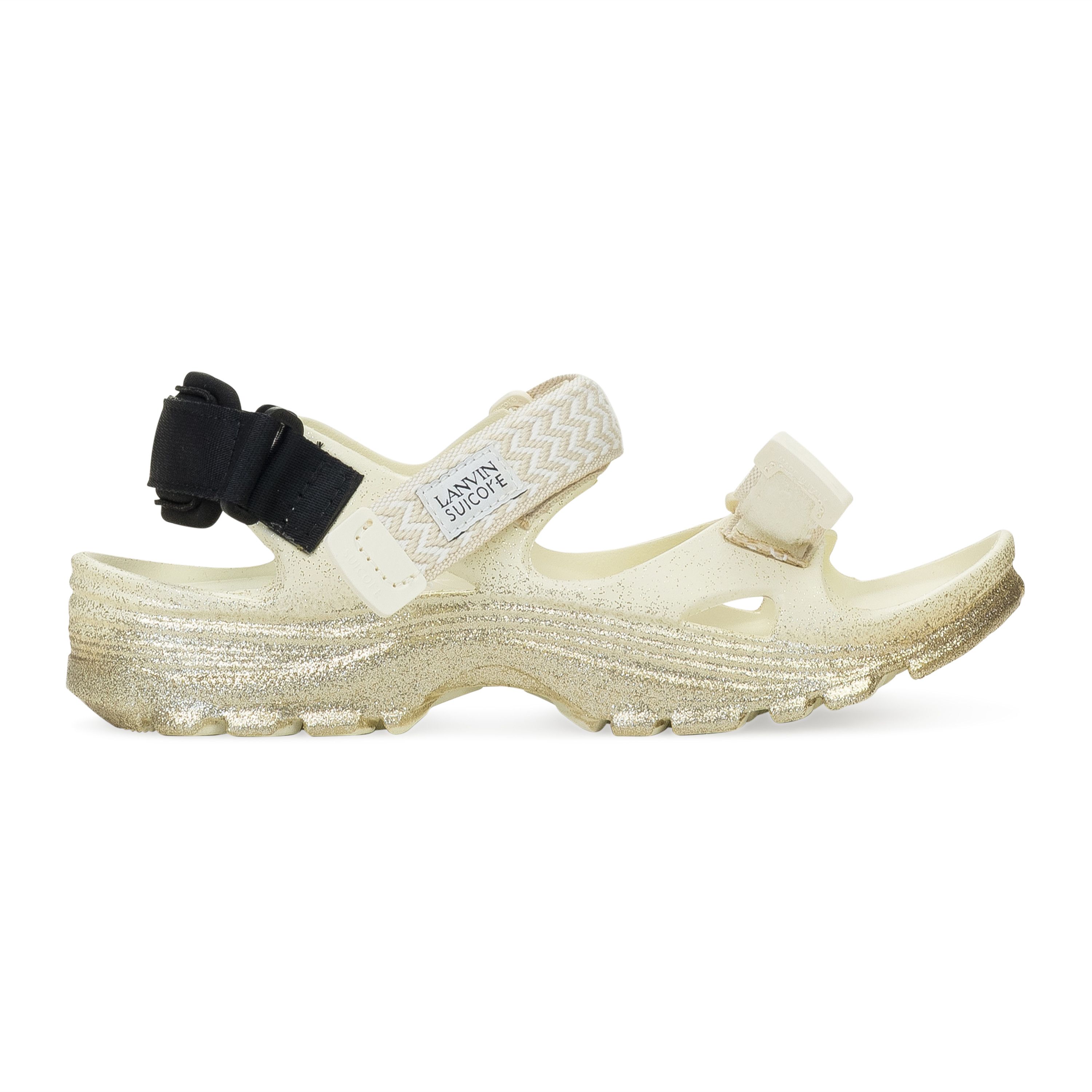 Lanvin GOLD/BEIGE X SUICOKE WAVE LACETS CURB SANDALS SIZE 45