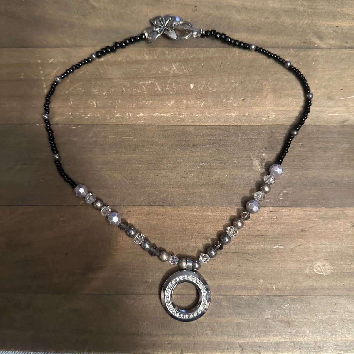 Other Rhinestone circle pendant glass bead necklace Size ONE SIZE - 2 Thumbnail