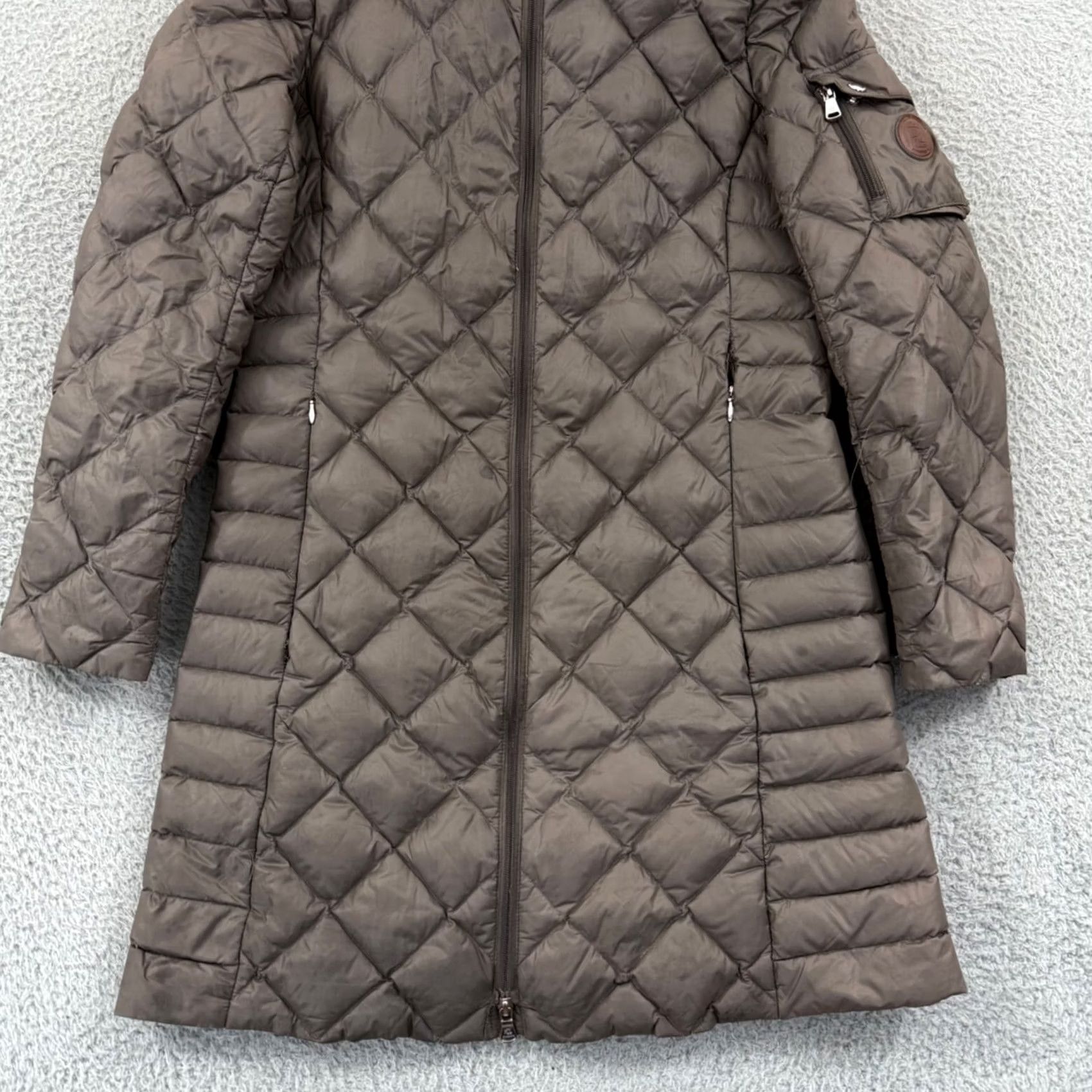 Ralph Lauren Lauren Ralph Lauren Jacket Women Small Brown Puffer Down Long Hooded Quilted Zip Jacket Size S / US 4 / IT 40 - 2 Thumbnail