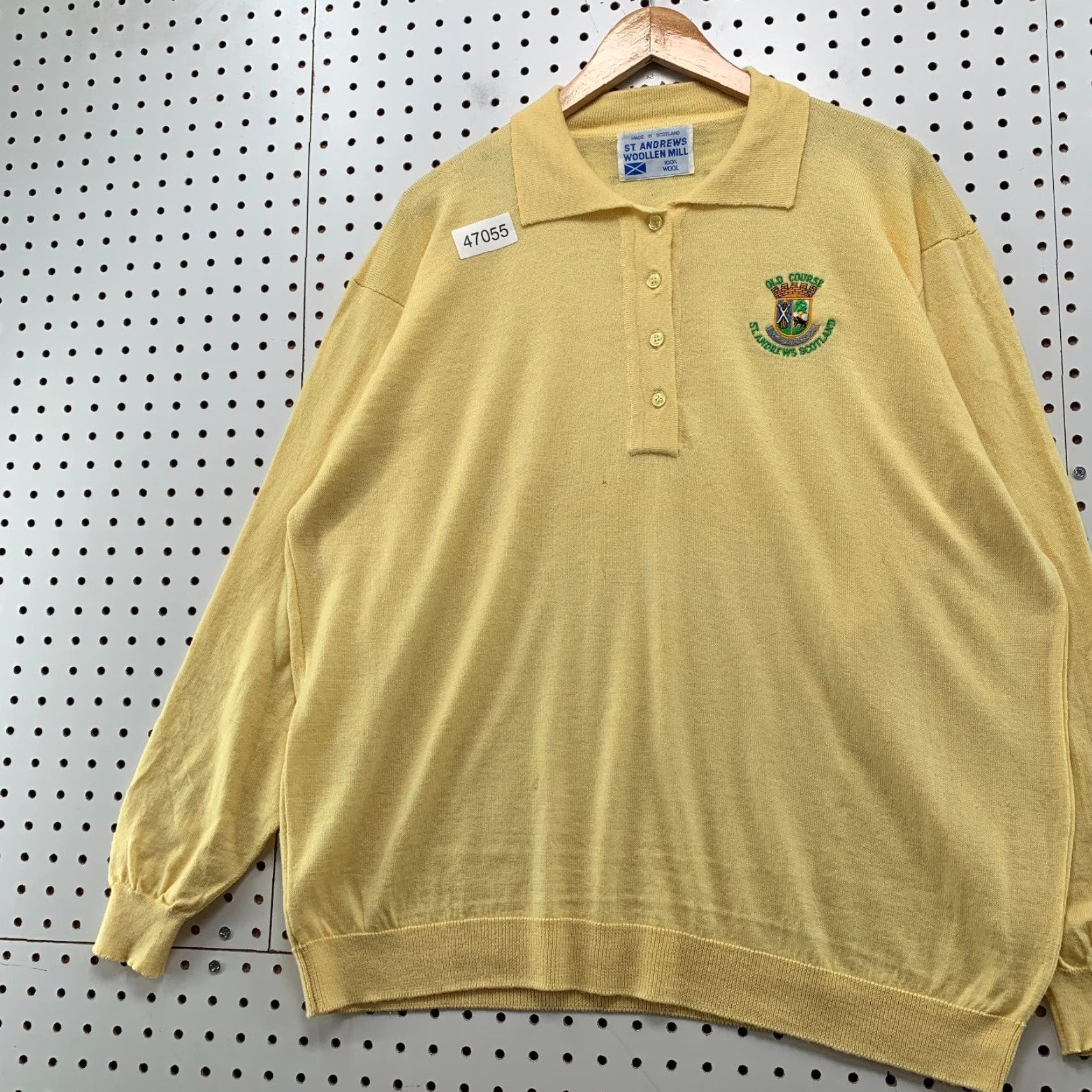 Vintage Vintage St Andrews Woollen Mill Wool Polo Sweater Mens Large Yellow Scotland Size US L / EU 52-54 / 3 - 4 Thumbnail