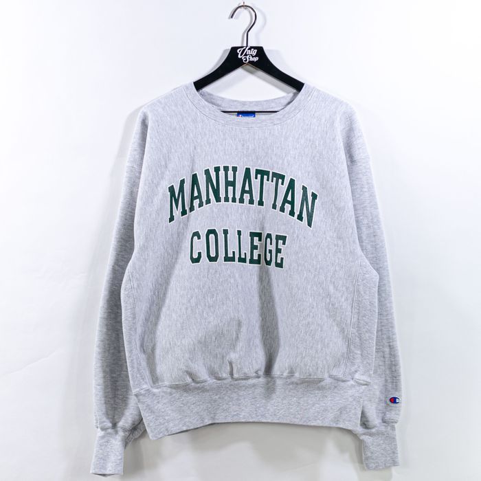 Vintage Manhattan College Sweatshirt XL Y2K Champion Reverse Weave