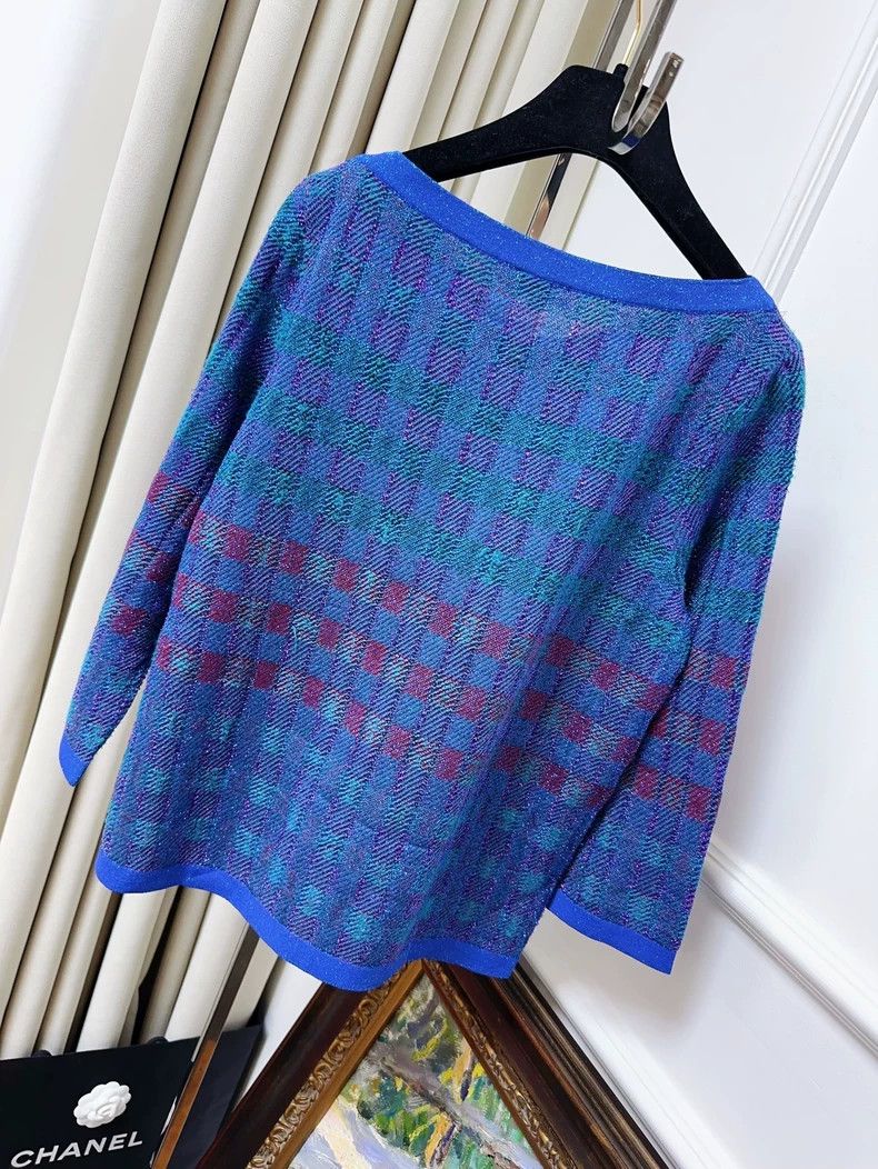 Chanel Chanel Blue mixed color braided V-neck long sleeves Size XS / US 0-2 / IT 36-38 - 2 Thumbnail