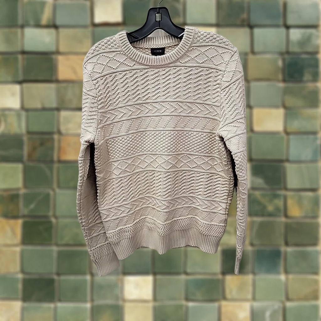 J.Crew J.CREW Sweater Mens M Beige Crew Neck Pullover Knit Heavyweight Chunky-Knit Long Sleeve Casual Size US M / EU 48-50 / 2 - 1 Thumbnail