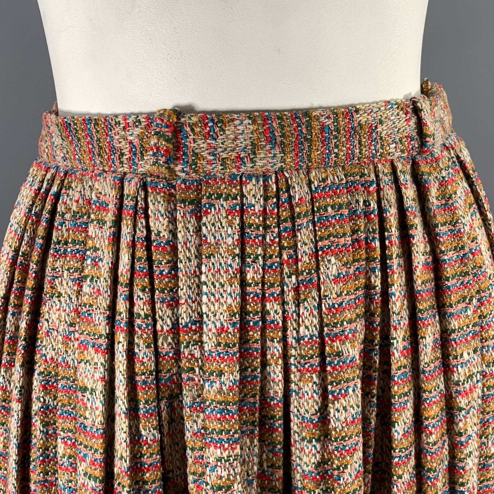 Hermes HERMES Multi-Color Silk Wool Pleated Knee-Length Skirt Size 30" / US 8 / IT 44 - 3 Thumbnail