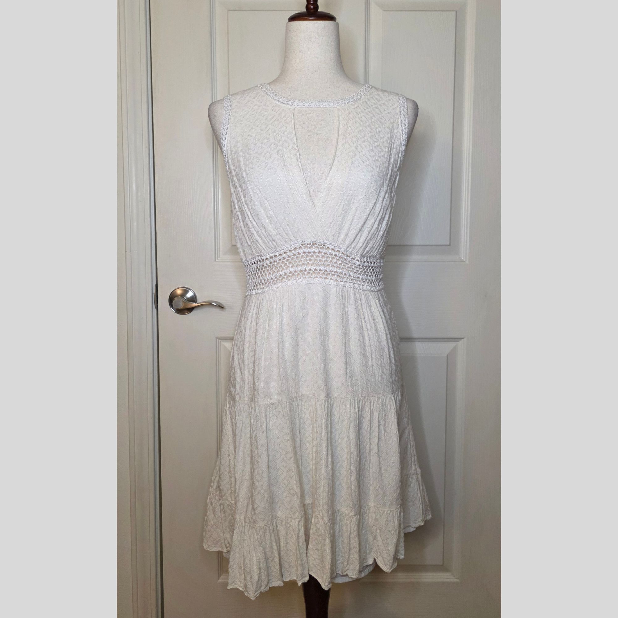 Sandro Sandro Paris White Embroidered Sleeveless Mini Dress Size L / US 10 / IT 46 - 2 Thumbnail